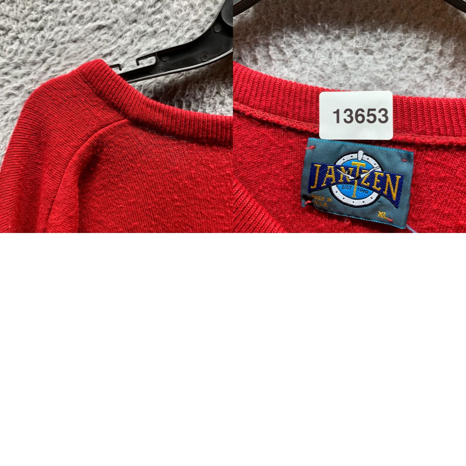 Jantzen VINTAGE Jantzen Sweater Mens XL Red Knit Acrylic V-Neck 80s Pullover Long Sleeve Knit 1A Size US XL / EU 56 / 4 - 10 Thumbnail