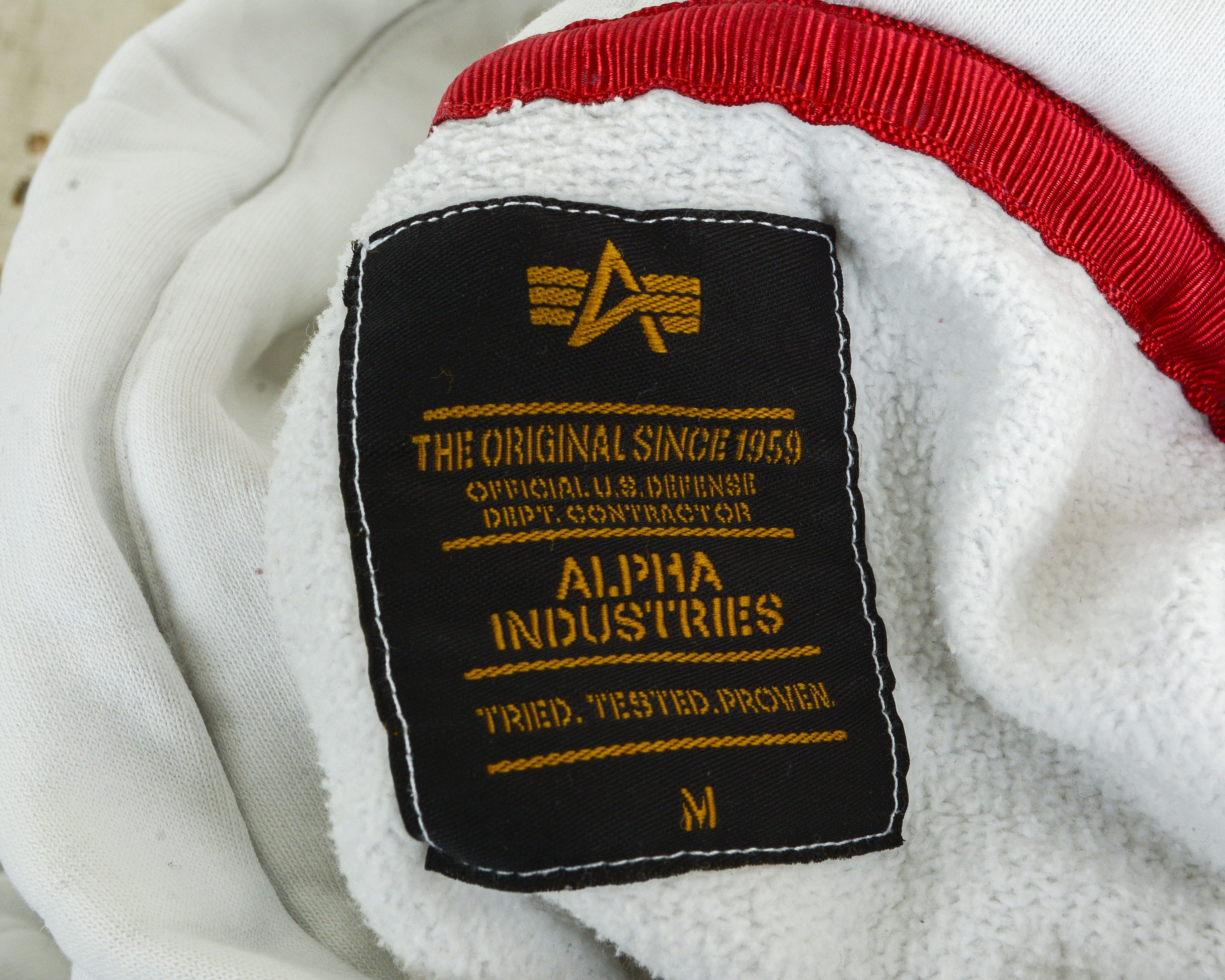 Alpha Industries M Hoodie Jumper White Logo Print Sweatshirt Sweater Cotton Size US M / EU 48-50 / 2 - 5 Thumbnail