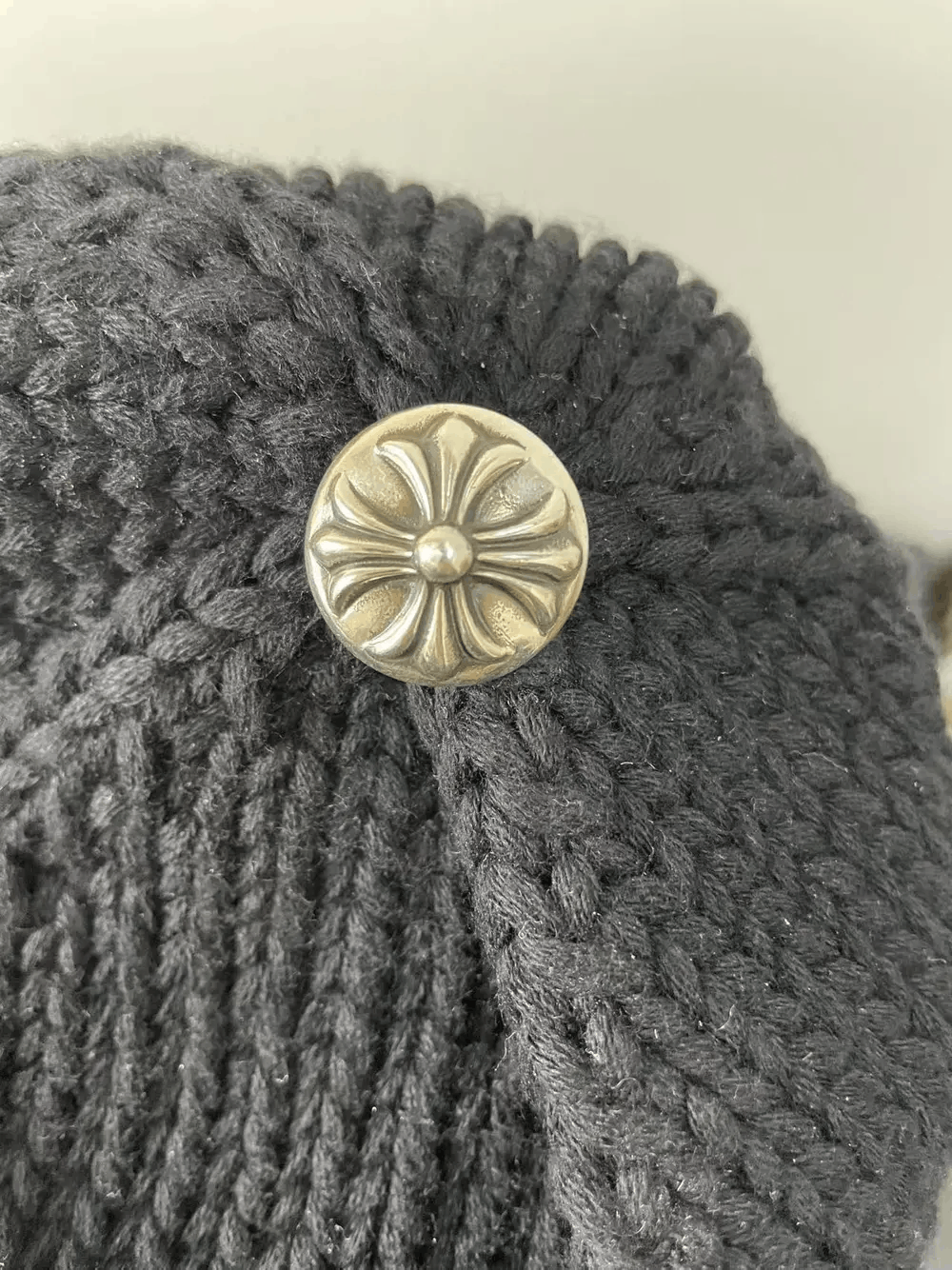 Chrome Hearts Chrome Hearts Cashmere Cross Leather Patch Black Beanie Size ONE SIZE - 5 Thumbnail