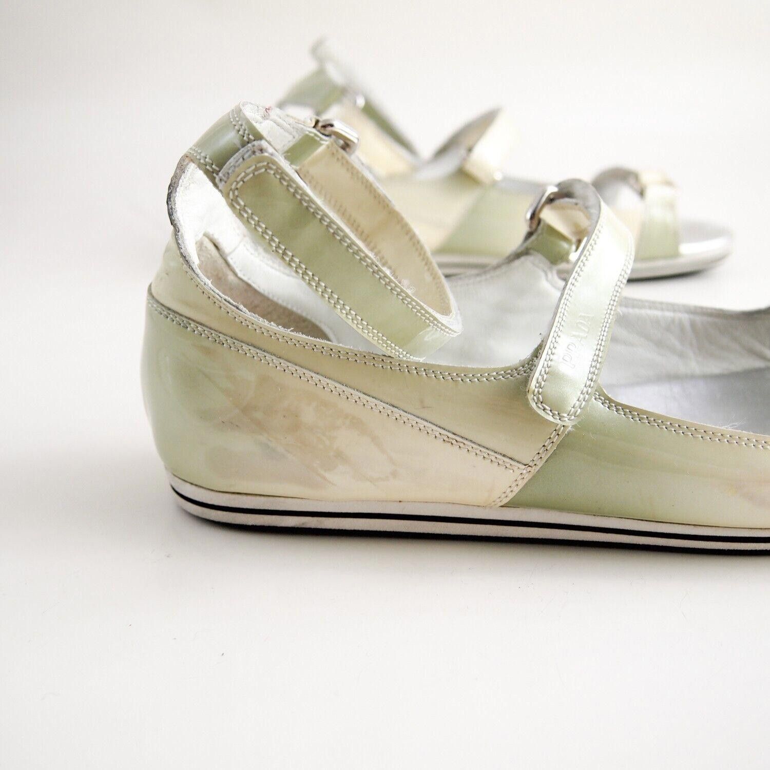 Prada Prada Strappy Sandals Ivory Green Pat Leather US 7.5 EU 37.5 Size US 7.5 / IT 37.5 - 6 Thumbnail
