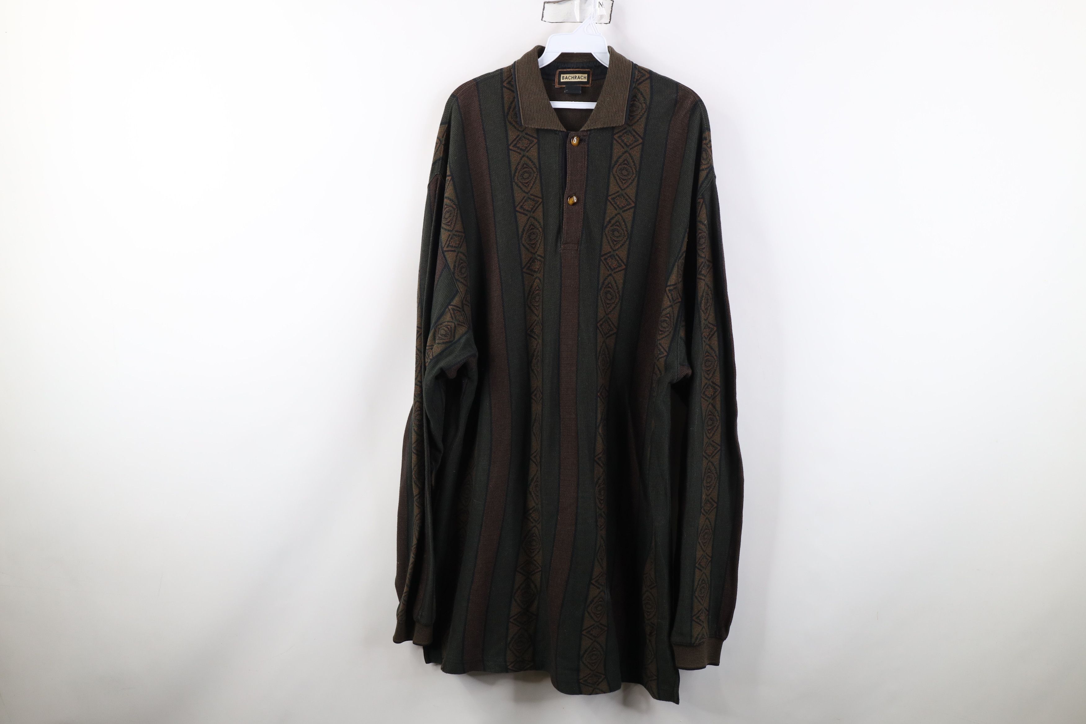 Vintage Vintage 90s Streetwear Geometric Knit Long Sleeve Polo Size US XL / EU 56 / 4 - 1 Thumbnail