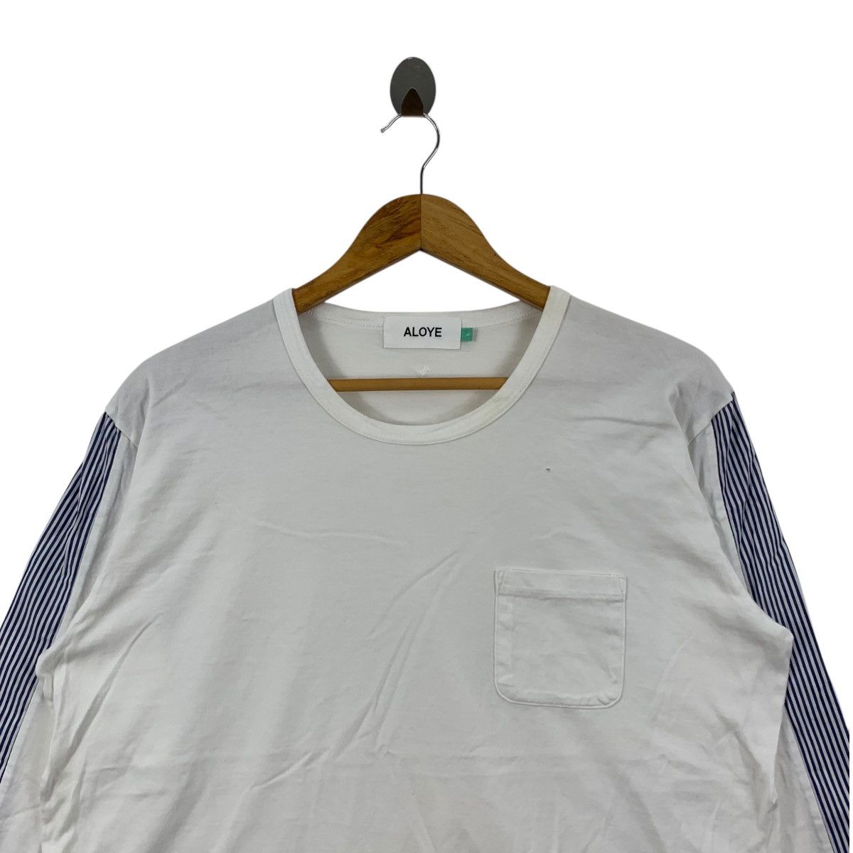 Japanese Brand ALOYE Japanese Brand Stripes On Sleeve White Shirt Size US L / EU 52-54 / 3 - 3 Thumbnail