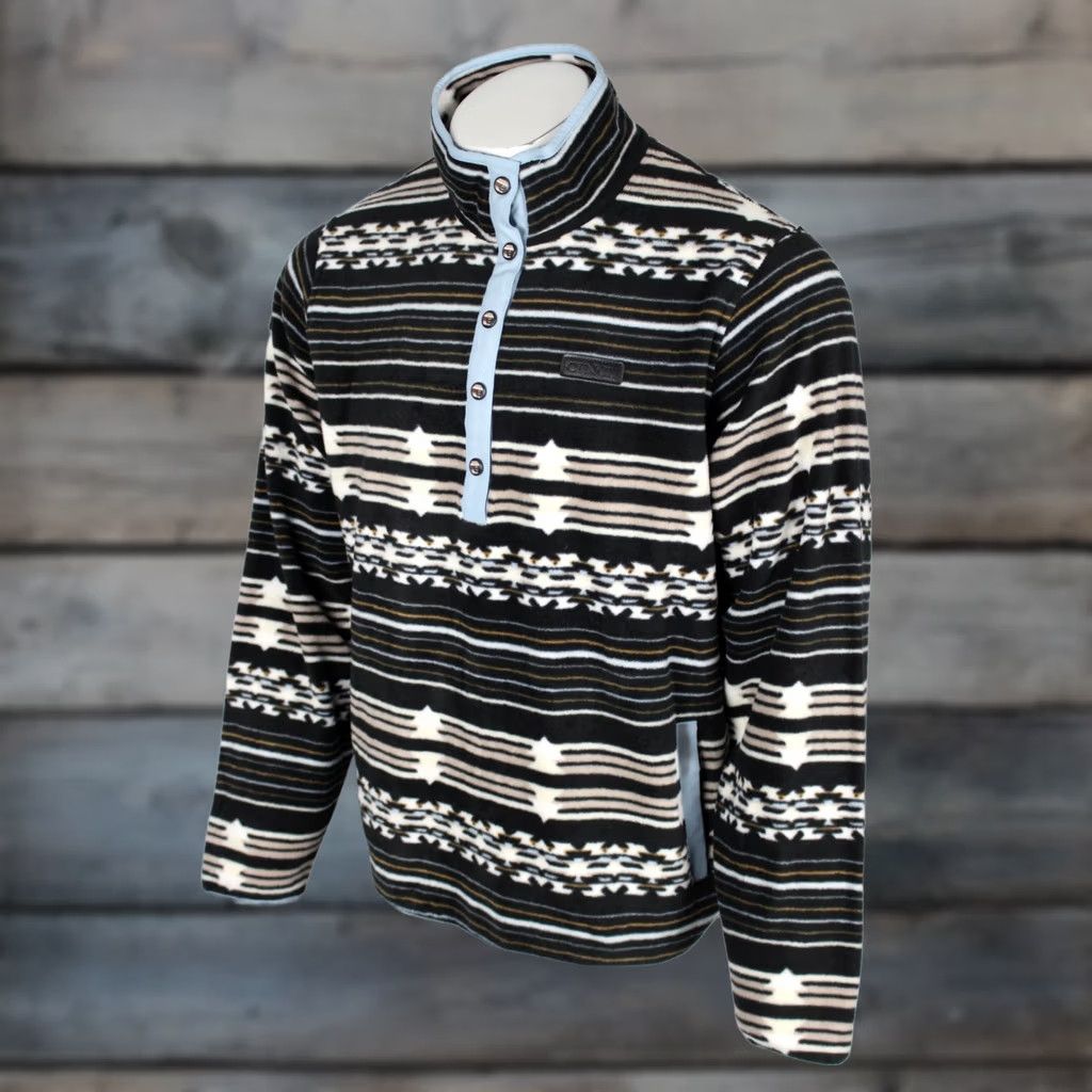 Vintage Cinch Men's Polar Fleece Pullover Snap Button Size XXL Black Multi Sweatshirt Pullover Long Sleeve with Pockets Logo Western Style Size US XXL / EU 58 / 5 - 1 Thumbnail