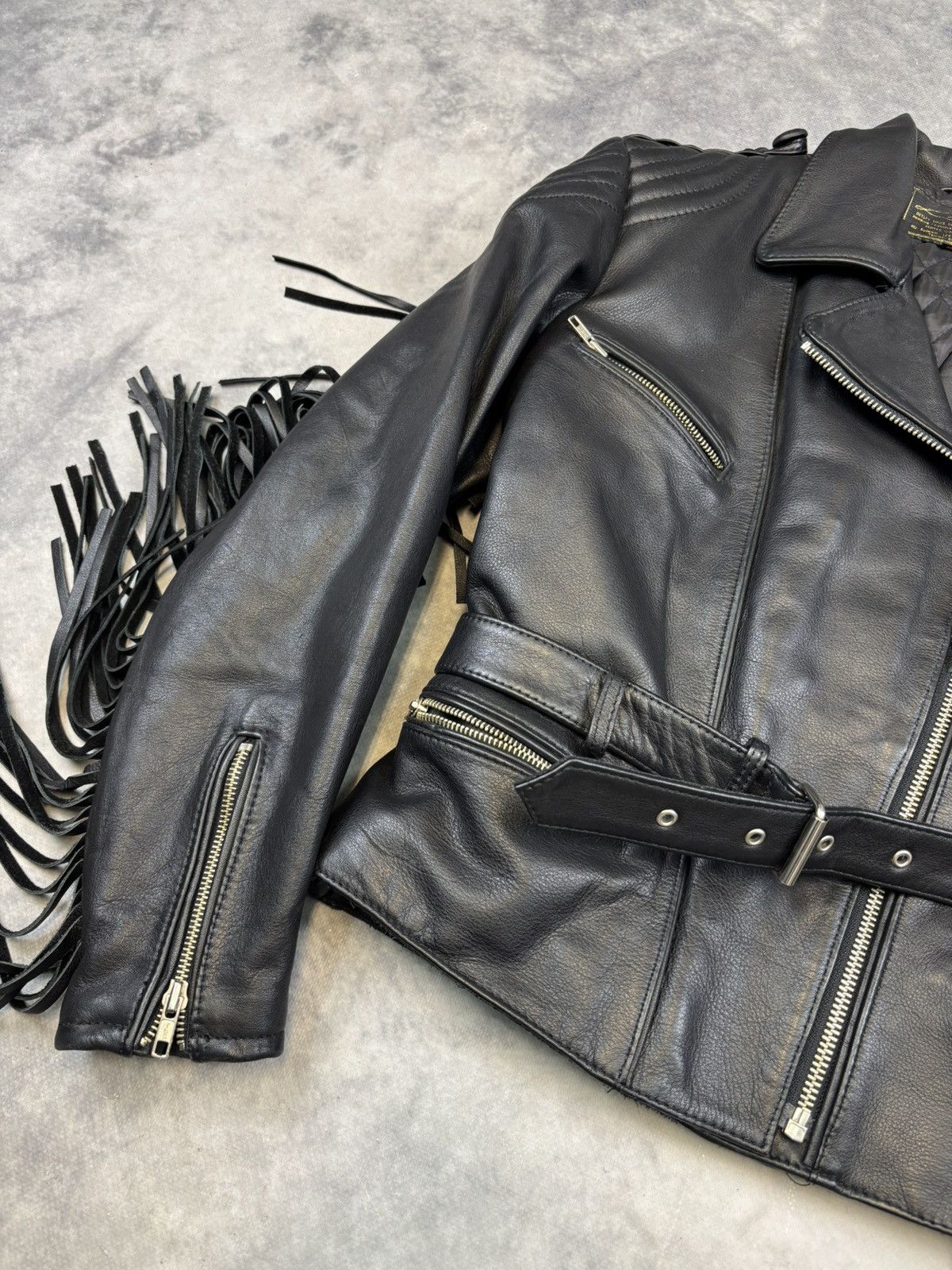 Moon Boot Vintage 90s Leather Moto Riders Punk Jacket Fringles Cowboy Size M / US 6-8 / IT 42-44 - 4 Thumbnail