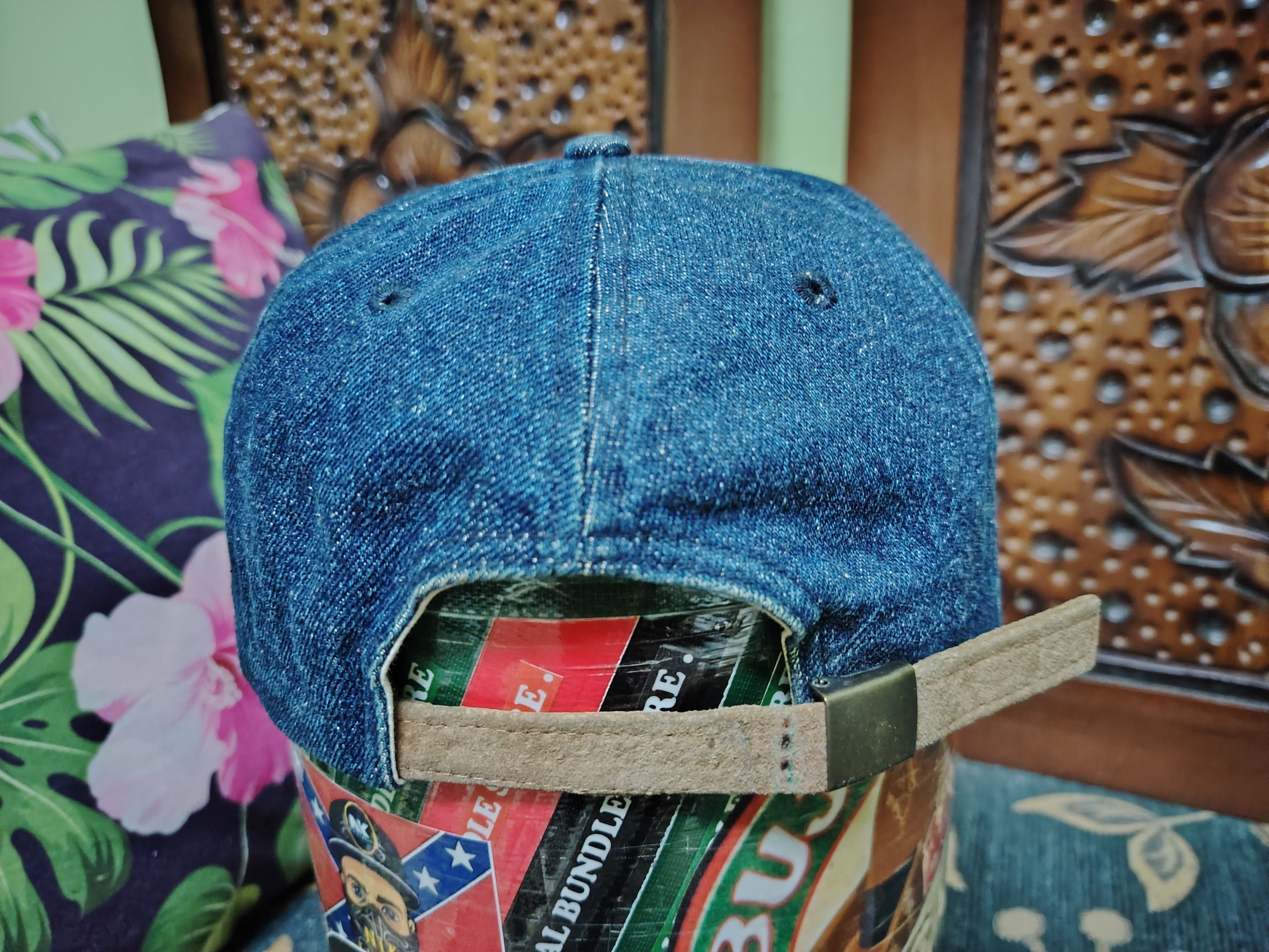 Polo Ralph Lauren Rare Vintage Polo Ralph Lauren Denim Hat Leather Bill Size ONE SIZE - 4 Thumbnail
