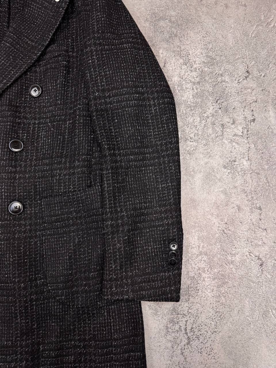 L.B.M. 1911 L.B.M 1911 Men Wool Coat Double Breasted Dark Grey Check Size US M / EU 48-50 / 2 - 2 Thumbnail