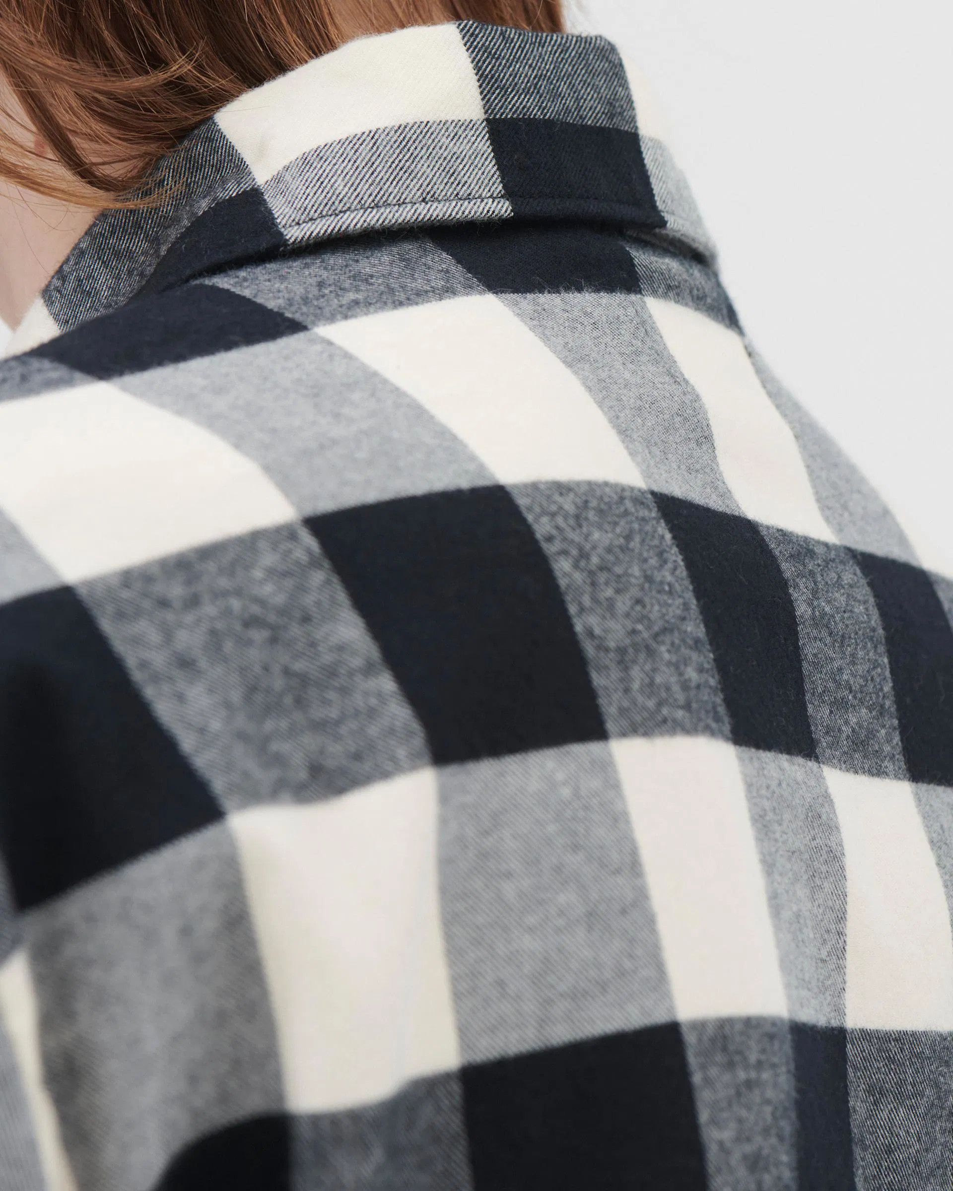 Tekla o1mle0325 Unisex Flannel Pyjamas Shirt in Black Gingham Size S / US 4 / IT 40 - 4 Thumbnail