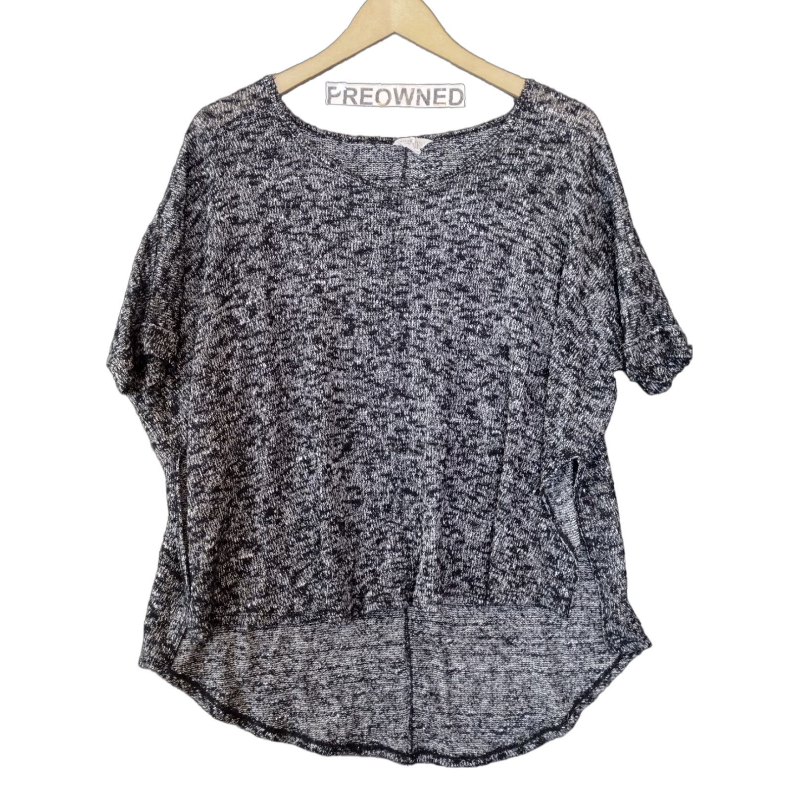 Aeropostale AerosPOSTALE Boat Neck Knit Sweater Gray Metallic Popcorn Open-Knit Pullover Women M Size M / US 6-8 / IT 42-44 - 1 Thumbnail