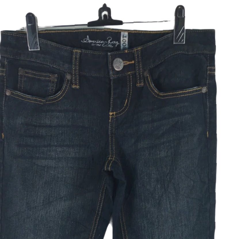 Vintage American Rag Cie Jeans Women 1 Short Boot Cut Denim Blue Dark Wash Stretch 29 Waist 28 Inseam Womens Size 29" - 5 Thumbnail