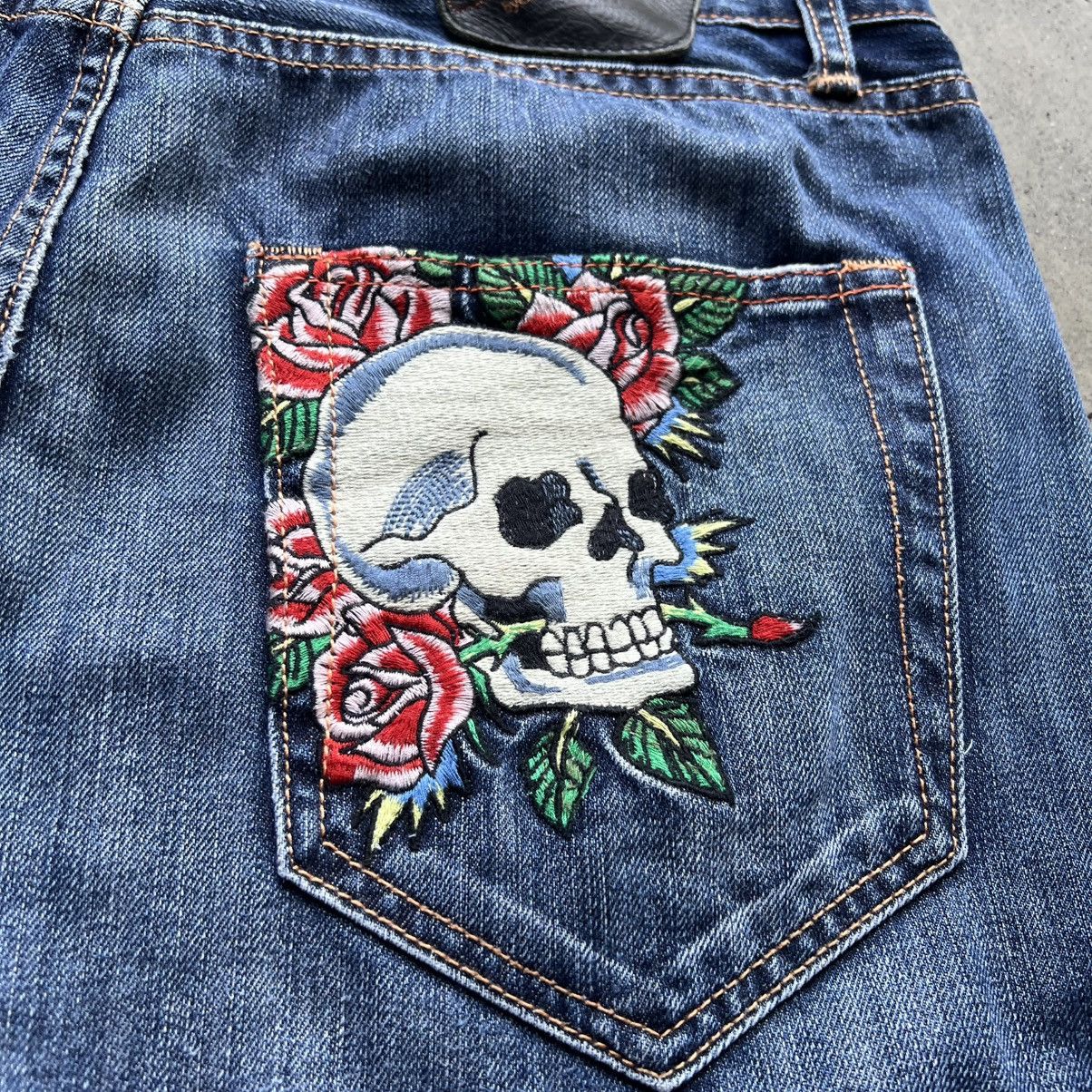Ed Hardy × Vintage VTG ‘00s Y2K Christian Audigier Ed Hardy Skull Denim Jeans Size US 33 - 4 Thumbnail