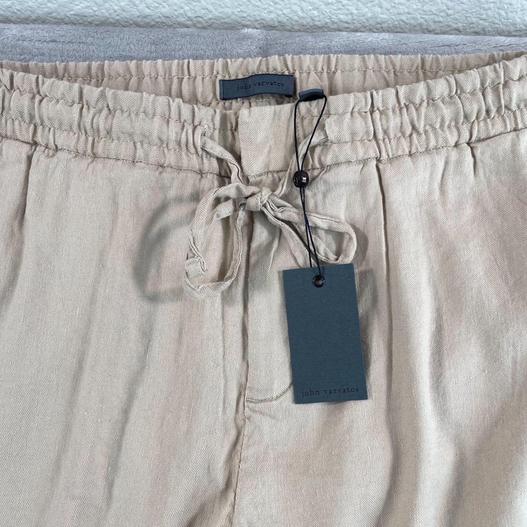 John Varvatos John Varvatos Campos Pants Men 33x32 Khaki Linen Blend Relaxed Fit NWT Beige Solid 90s USA Mens Size US 33 - 4 Thumbnail