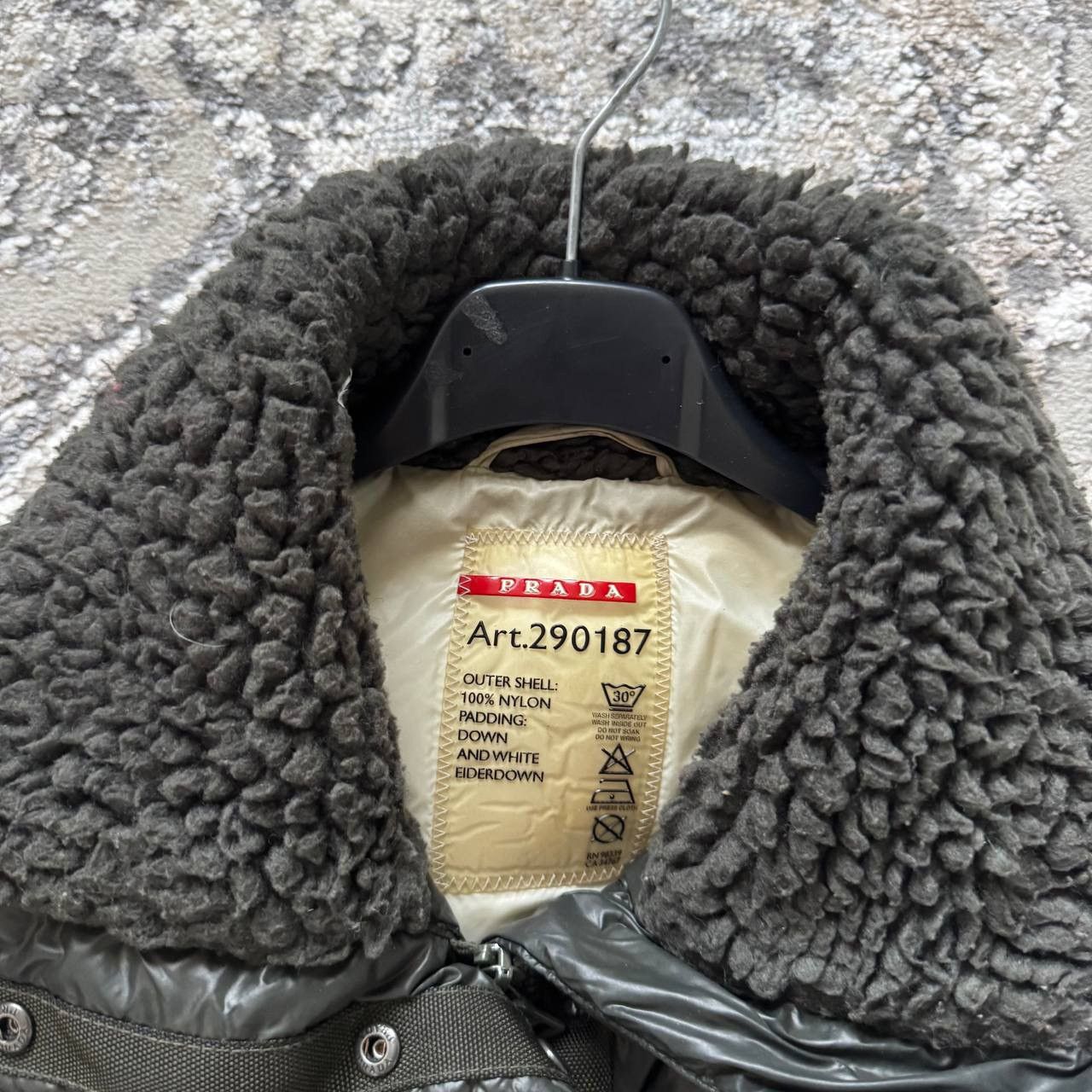 Rare Prada Vintage Khaki Nylon Belted Puffer Down Ski Jacket