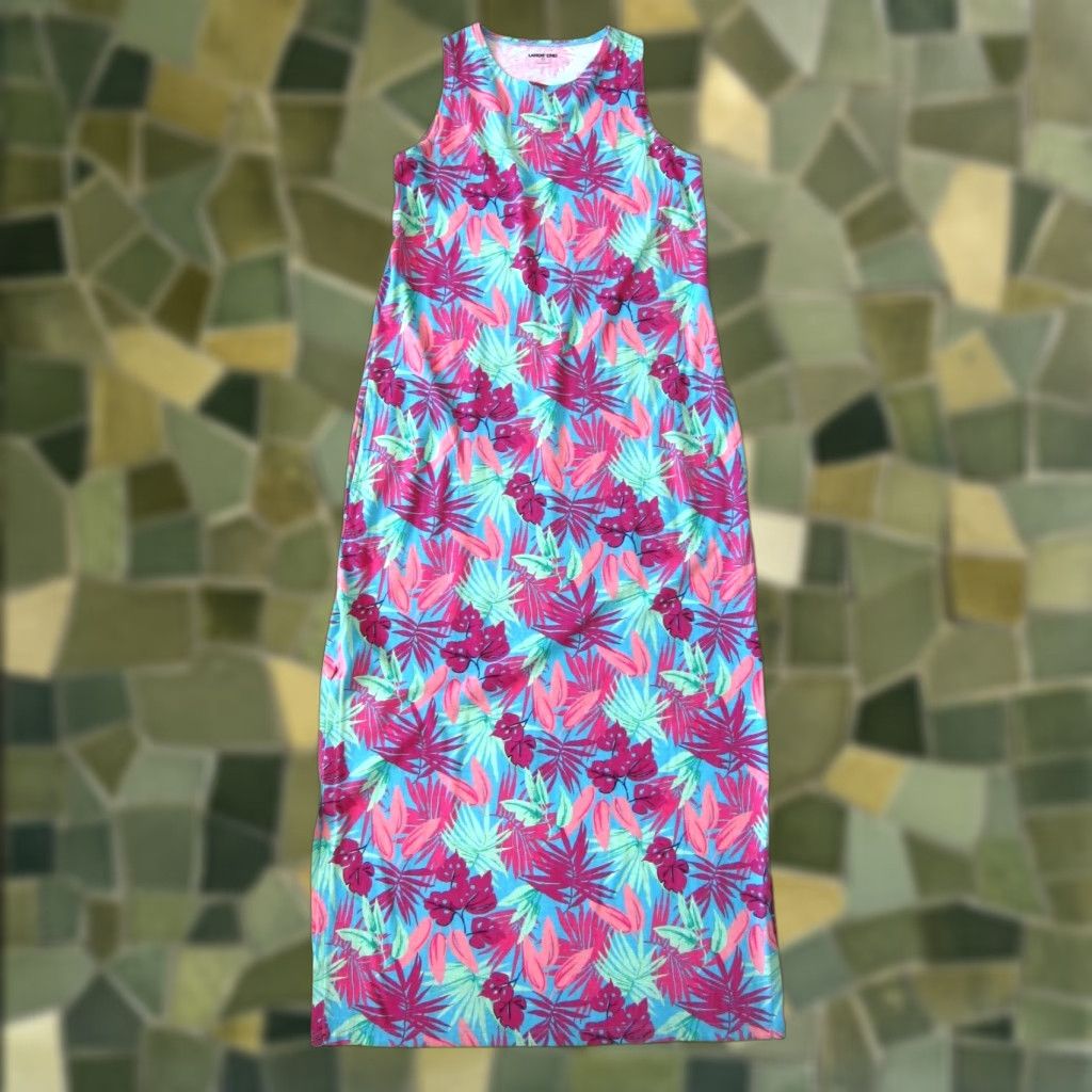 Lands' End Lands' End 100% Cotton Pink Blue Green Floral Pocket Long Maxi Tank Dress XS Women Sleeveless Round Neck Floral Maxi Dress 2-4 XS Size XS / US 0-2 / IT 36-38 - 1 Thumbnail