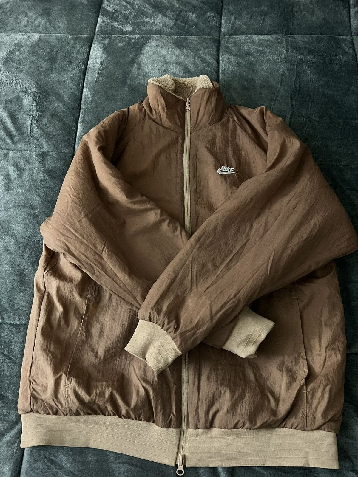 Nike Nike Sherpa Fleece/Jacket Reversible Tan And White Size US XXL / EU 58 / 5 - 3 Thumbnail