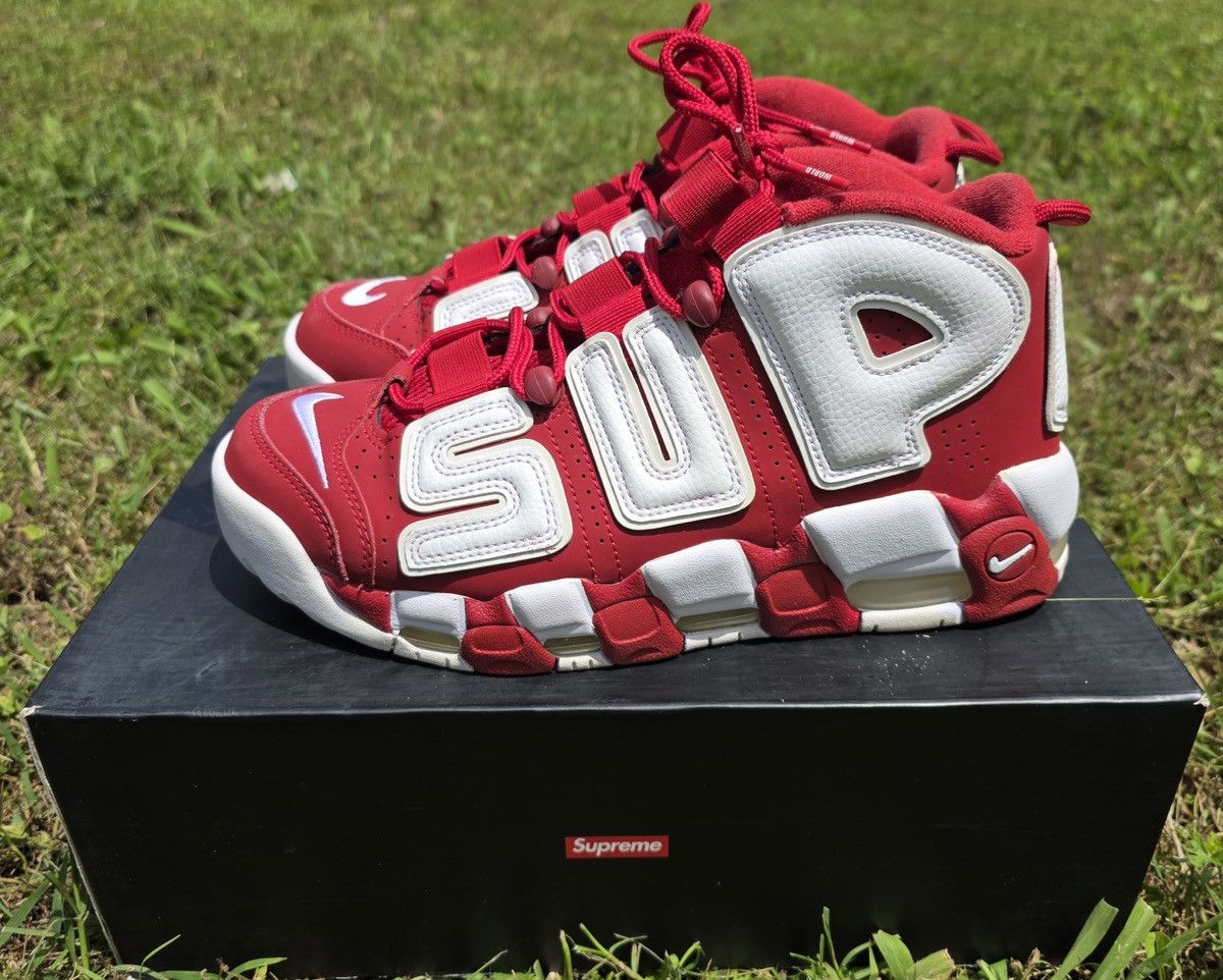 Nike × Supreme ✅Supreme Uptempo Varsity Red 8M Size US 8 / EU 41 - 2 Thumbnail