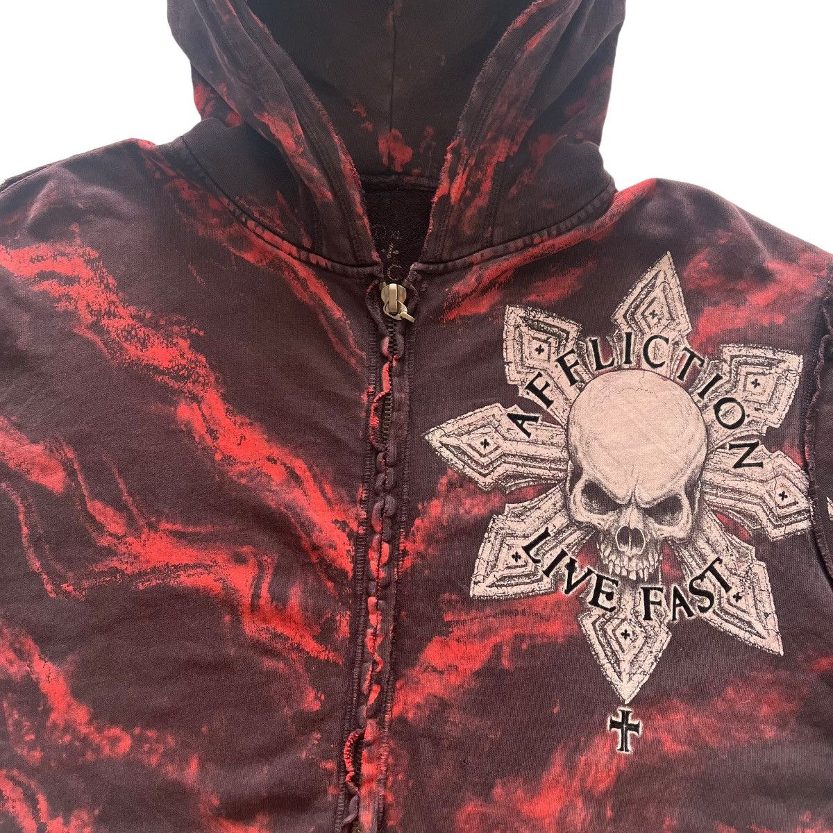 Affliction × Vintage Affliction Skull Cross Wing Zip Up Grunge Cyber Y2K Hooded Size US L / EU 52-54 / 3 - 6 Thumbnail