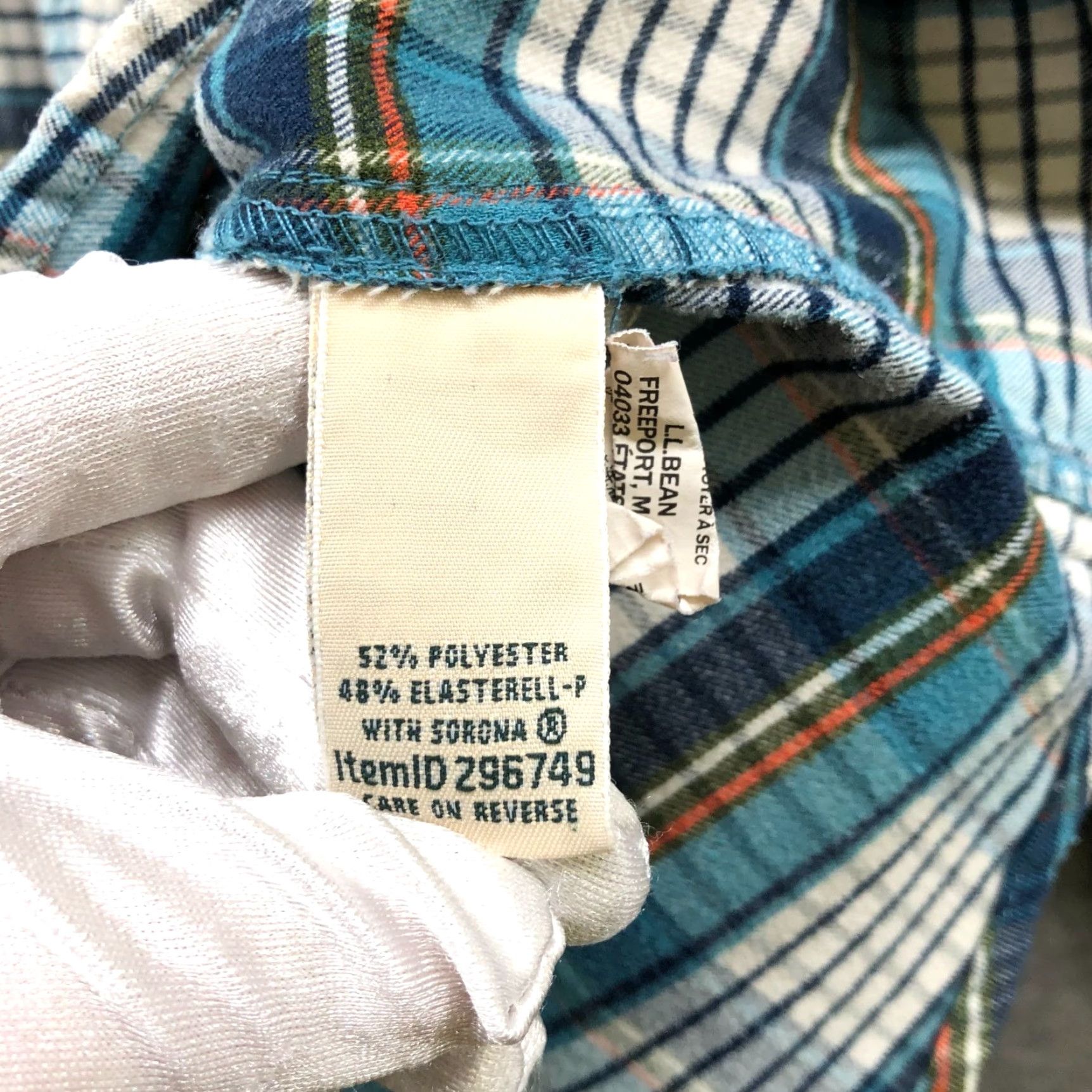 Vintage L.L. Bean Flannel Shirt Womens XL Blue White Plaid Teal Long Sleeve Size XL / US 12-14 / IT 48-50 - 6 Thumbnail