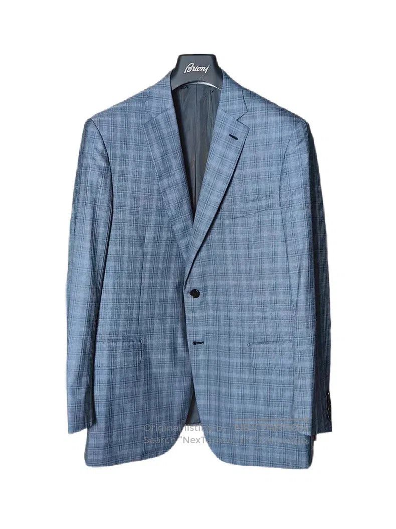 Brioni Brioni Wool and silk checkered handmade single-breasted su Size US XL / EU 56 / 4 - 1 Thumbnail