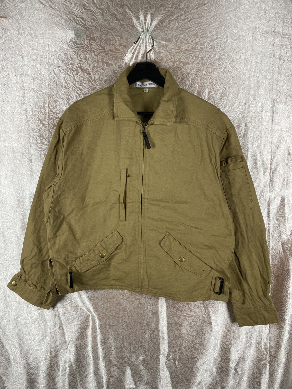 Japanese Brand Vintage Pa·Sión·GUY Khaki Utility Jacket Minimalist Zip Size US L / EU 52-54 / 3 - 3 Thumbnail