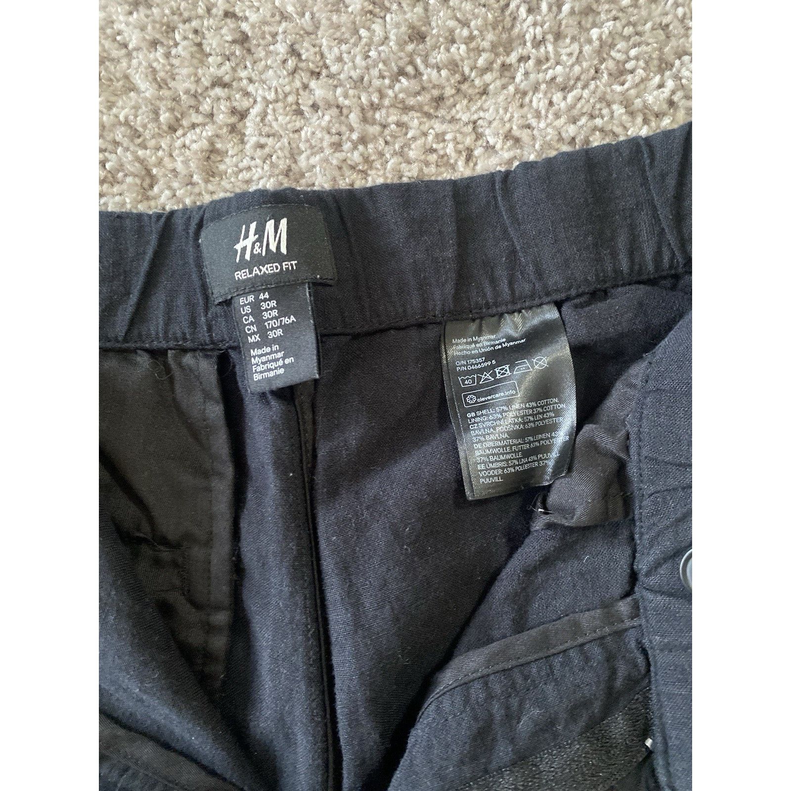 H&M H & M Relaxed Fit Black Linen/Cotton Pants Women Size 30" / US 8 / IT 44 - 2 Thumbnail