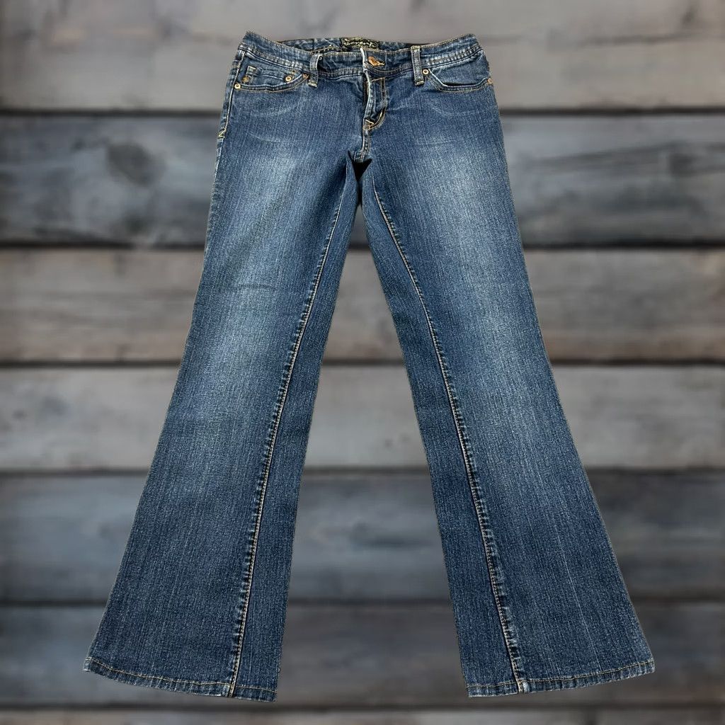 Vintage VINTAGE Seven7 Jeans Womens 27 Blue Flare Dark Wash Cotton Stretch Flex Y2K Jeans Menus? Size 27" / US 4 / IT 40 - 1 Thumbnail