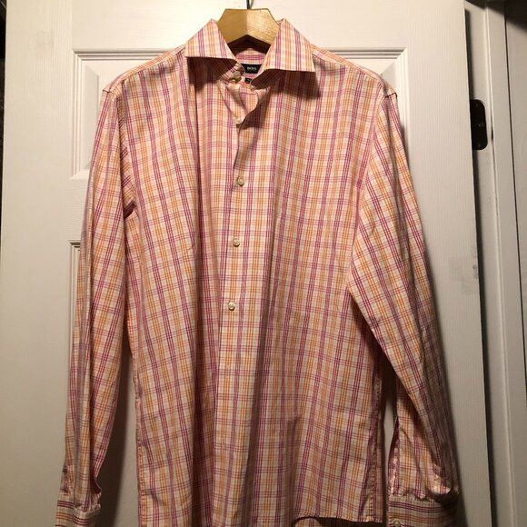 Hugo Boss Hugo boss men's cotton dress shirt size: 17.5/long sleeve Size US XL / EU 56 / 4 - 1 Thumbnail