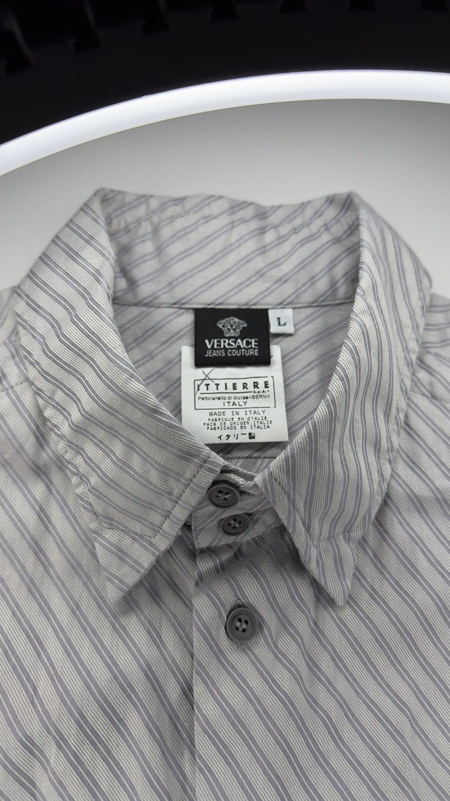 Versace Jeans Couture Versace Jeans Couture Striped Shirt – Grey L Size US L / EU 52-54 / 3 - 4 Thumbnail