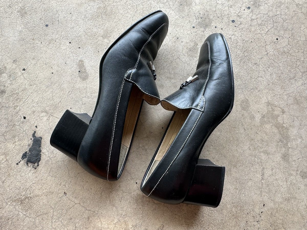 80s 90s Vintage Black Leather Loafer With Tassel Chunky Low Black 