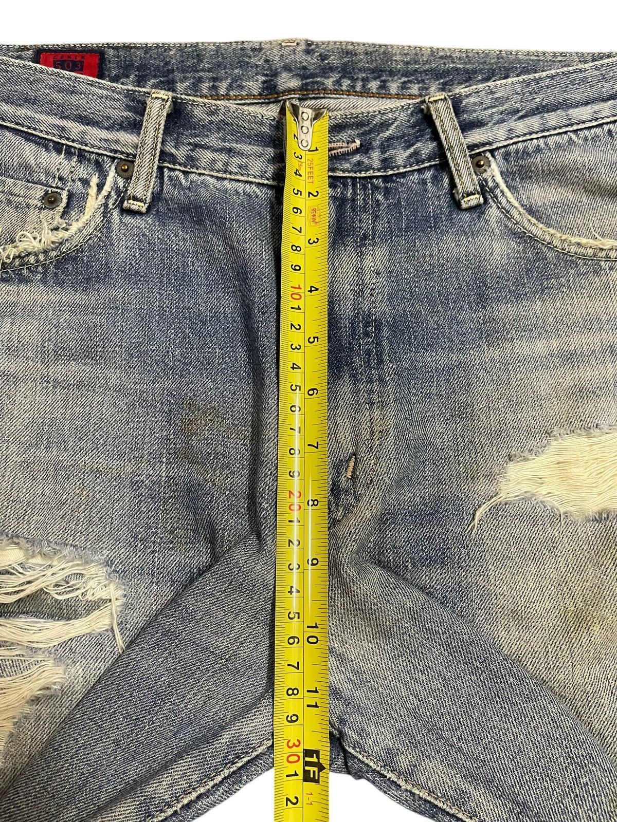 Edwin Vintage Edwin 503 Blue Faded Wash Distressed Loose Jeans Size US 33 - 15 Thumbnail
