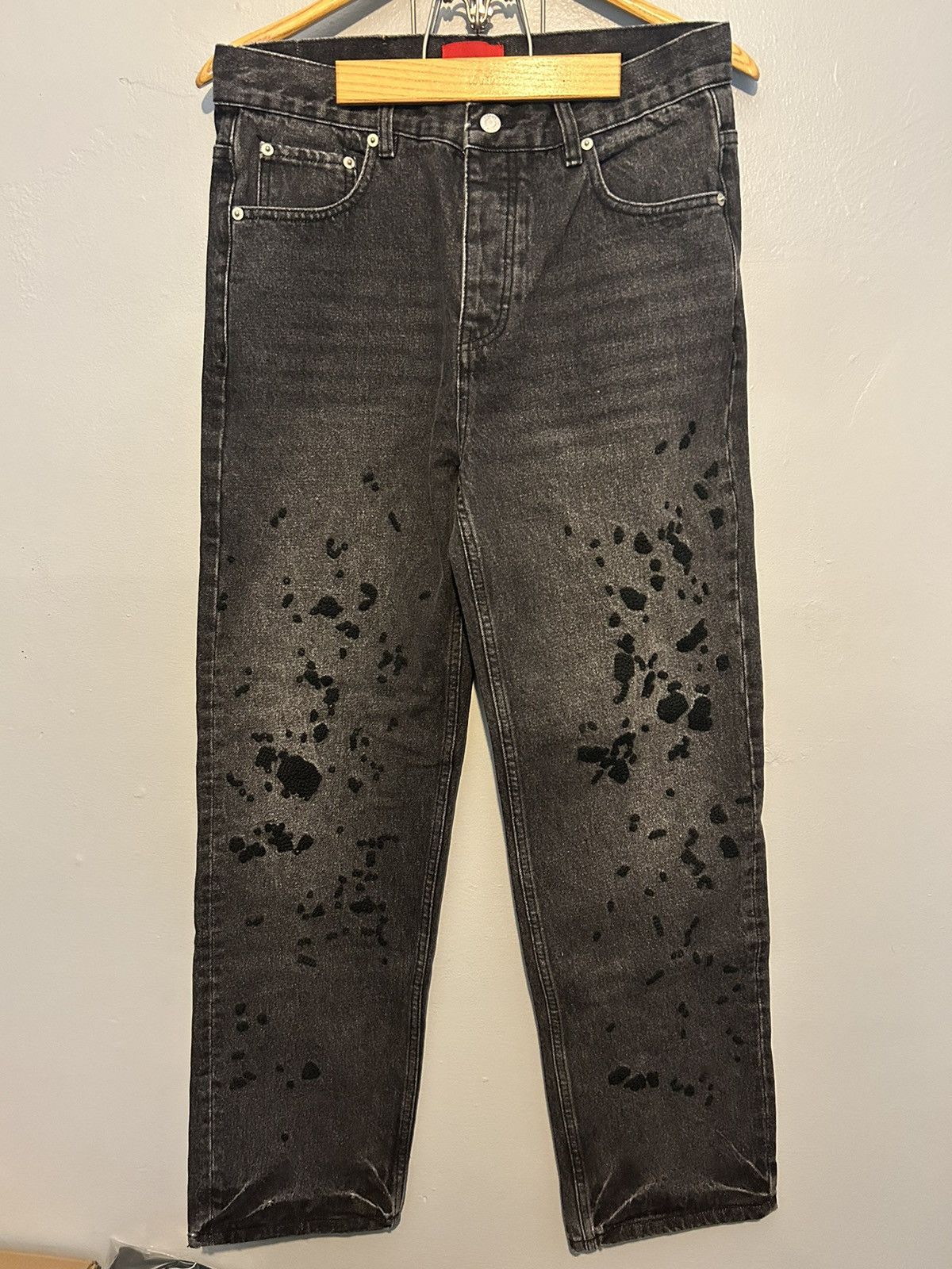 image of Fugazi Chain Splatter Jeans Blackout, Men's (Size 30)