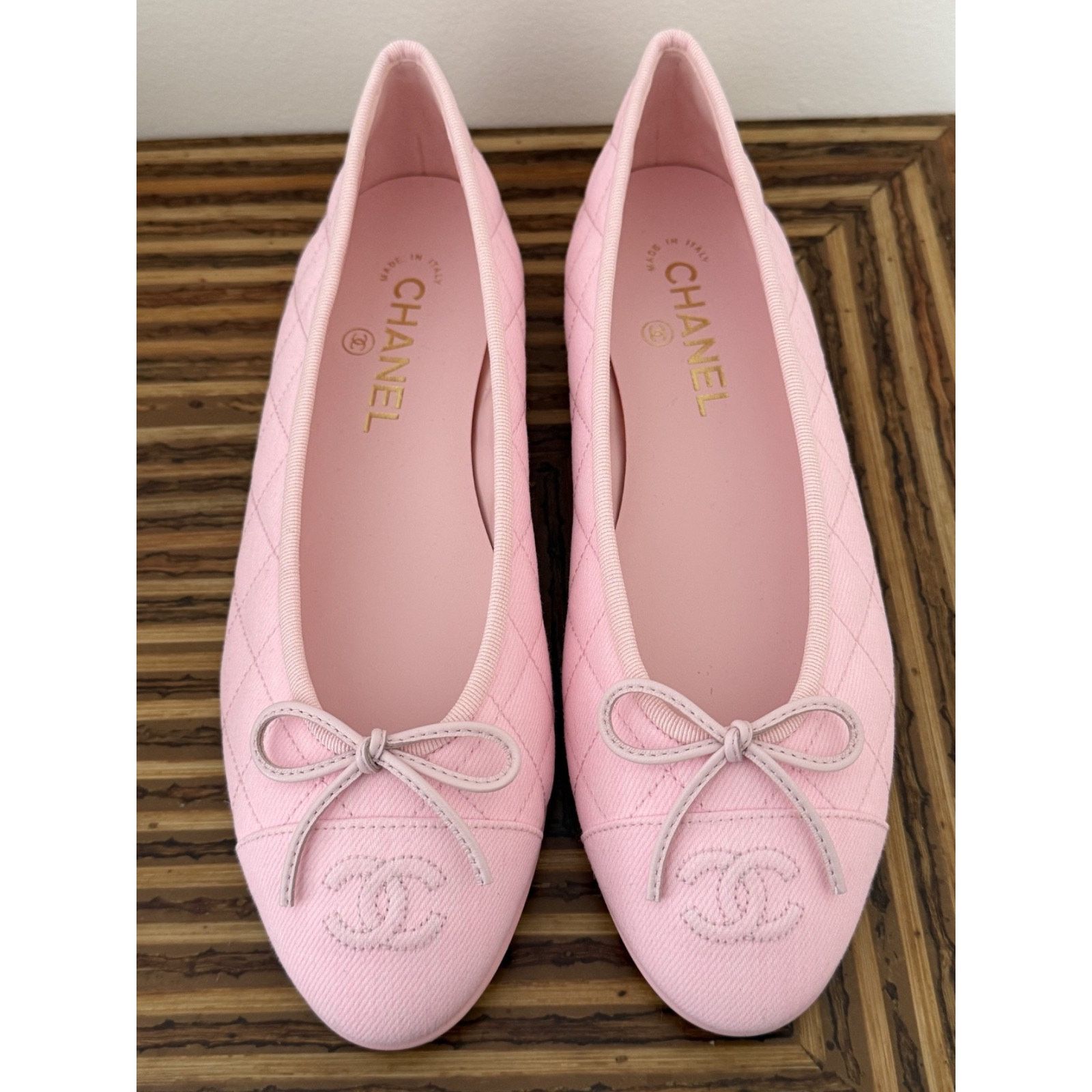 Chanel Chanel Light Pink Denim Quilted CC Logo Ballet Flat 36 Size US 5 / IT 35 - 7 Thumbnail
