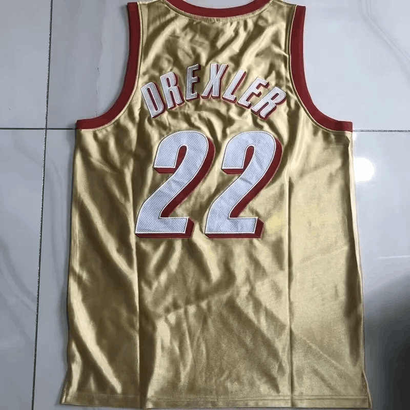NBA Blazers #22 Clyde Drexler Jersey Double Stitched Size US L / EU 52-54 / 3 - 2 Thumbnail