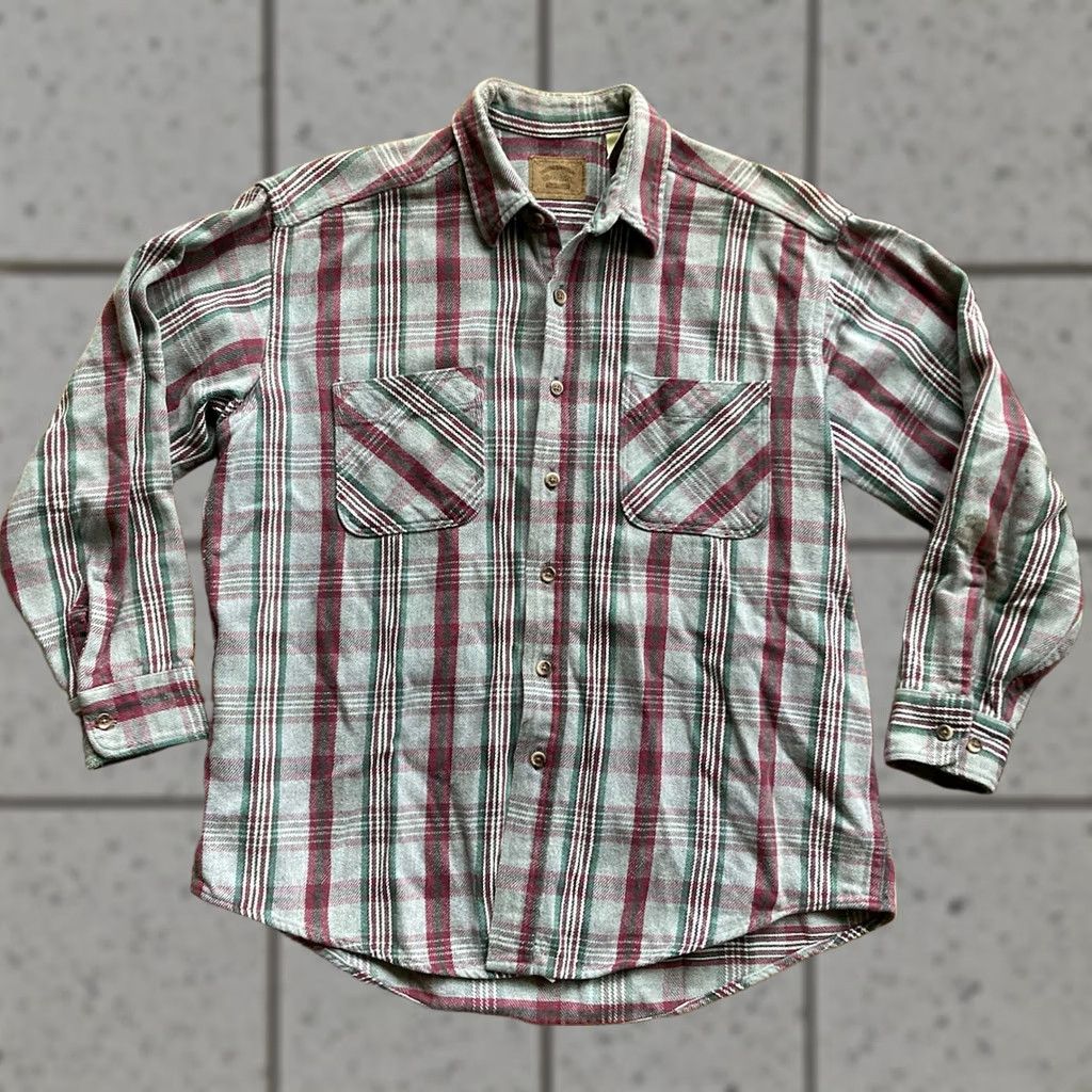 Vintage VINTAGE St. John's Bay Plaid Flannel Shirt Size L Gray Cotton Button-Up Long Sleeve Mens 90s USA Made Regular Fit Size US L / EU 52-54 / 3 - 1 Thumbnail