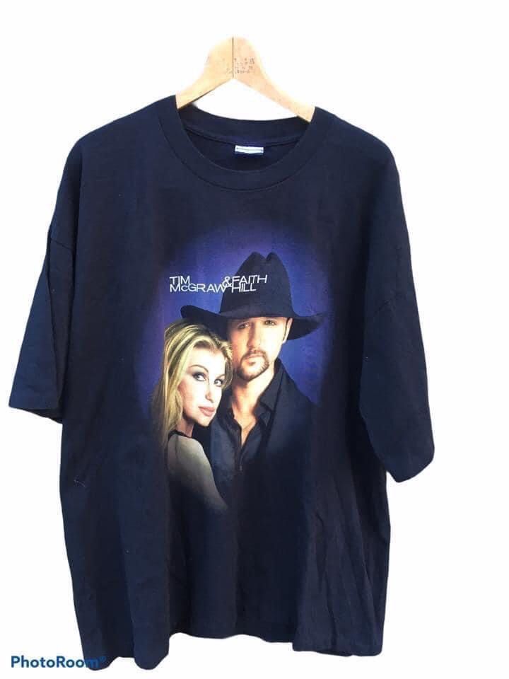 image of Band Tees x Deadstock Best Offer VTG Duo Singers Mcgraw X Faith Hill in Black, Men's (Size 2XL)