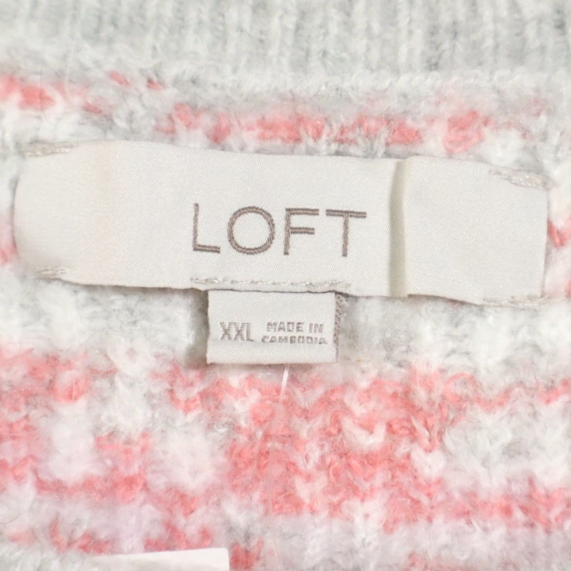 Loft Loft Fair Isle Crewneck Stretch Striped Sweater Gray Women's XXL Shirt Size XXL / US 16-18 / IT 52-54 - 5 Thumbnail