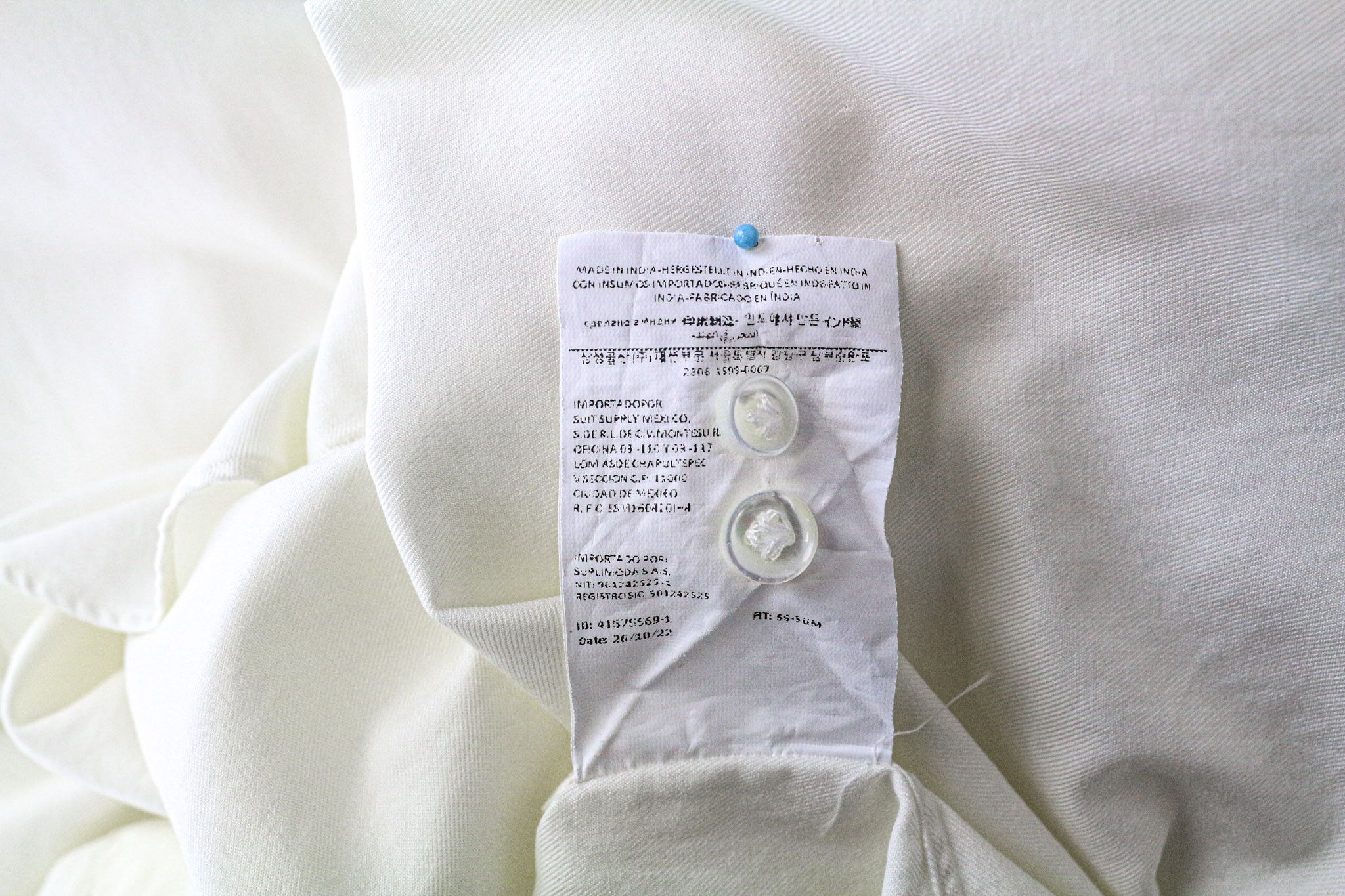 Suitsupply M Slim Fit Off-White Cotton Long Sleeve Shirt 79225 Size US M / EU 48-50 / 2 - 6 Thumbnail