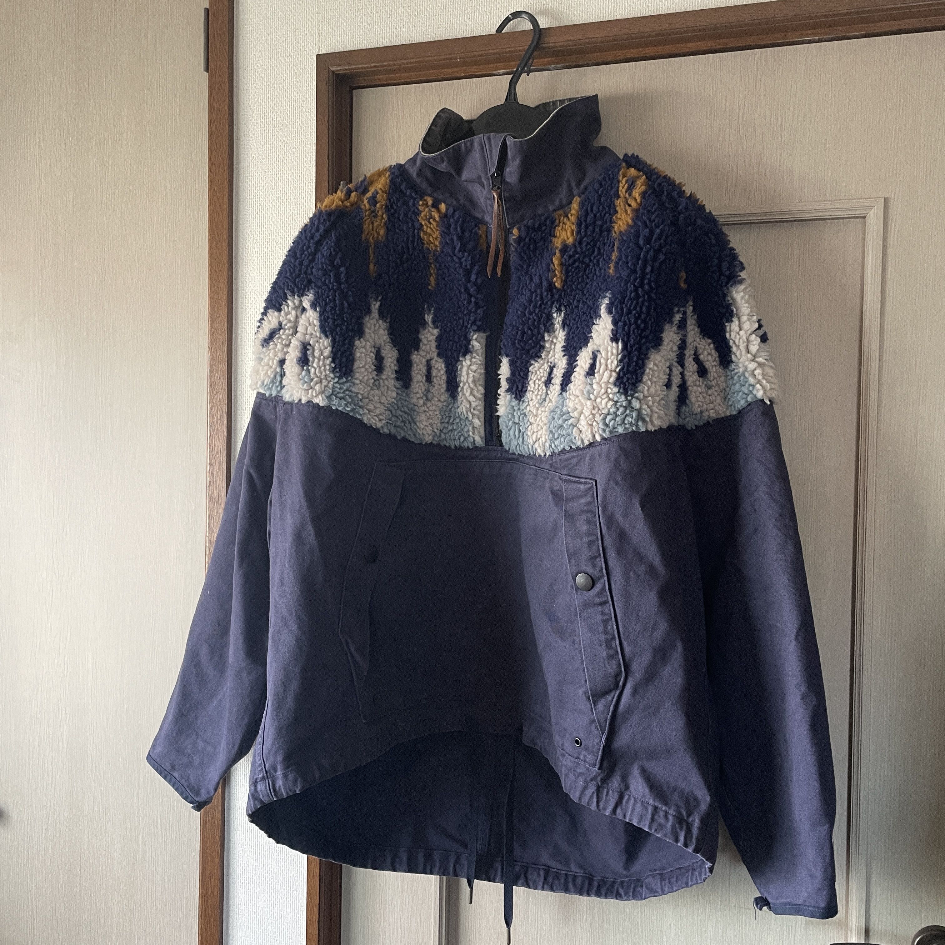 image of Kapital Nordic Fleece Anorak Jacket in Navy, Men's (Size Large)