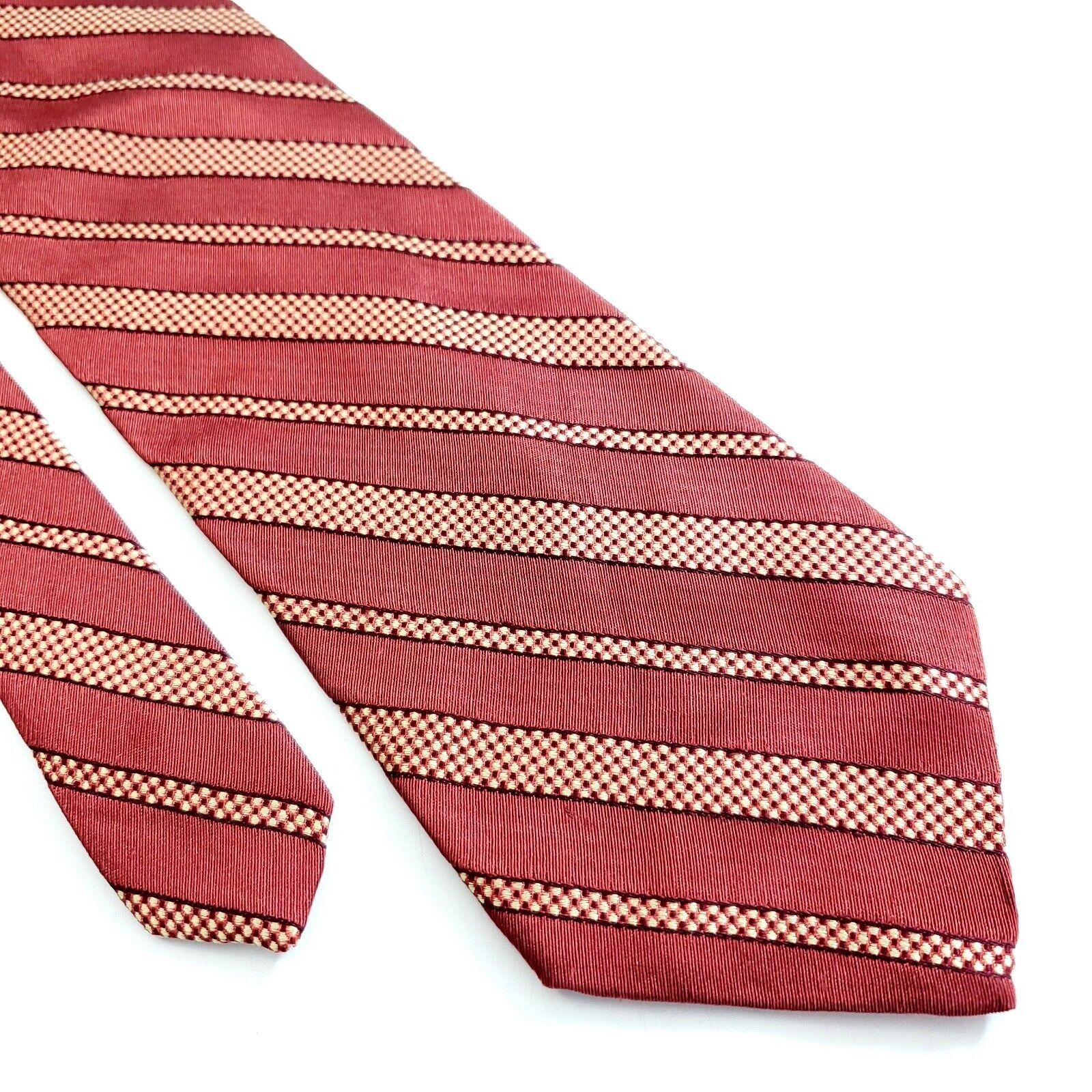 Donna Karan Donna Karan Signature Red Woven Striped Wide Silk Tie Size ONE SIZE - 1 Thumbnail