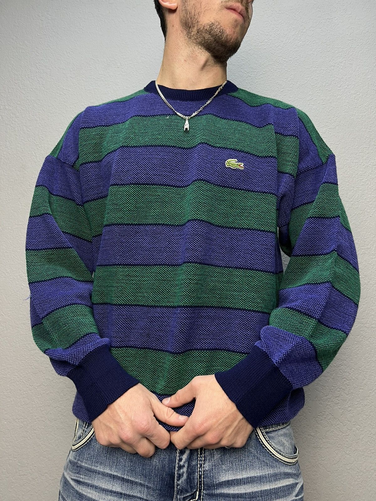 Lacoste × Vintage Lacoste vintage sweater striped size burgundy y2k Size US L / EU 52-54 / 3 - 1 Thumbnail
