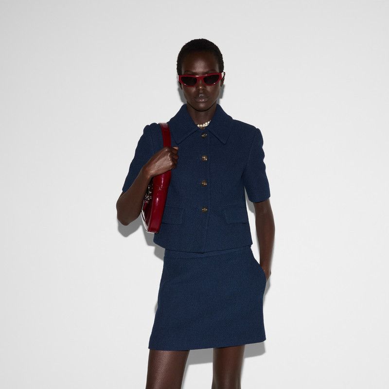 Gucci o1loc1c0226 820682 Cotton Tweed Jacket in Dark Blue Size M / US 6-8 / IT 42-44 - 6 Thumbnail