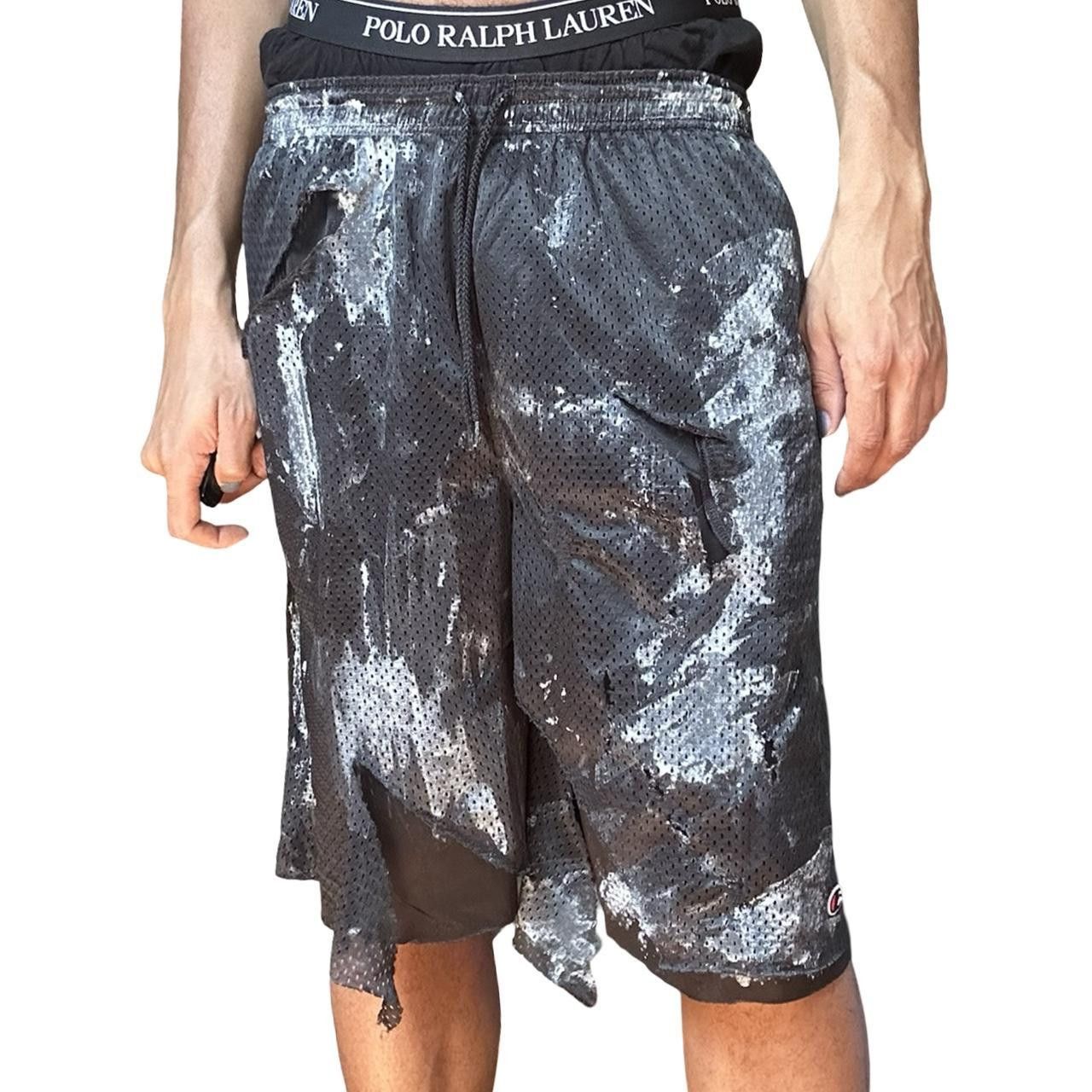 Starter ASTROBOI* Black Ripped Mesh Painted Basketball Shorts - XL Size US 34 / EU 50 - 2 Thumbnail