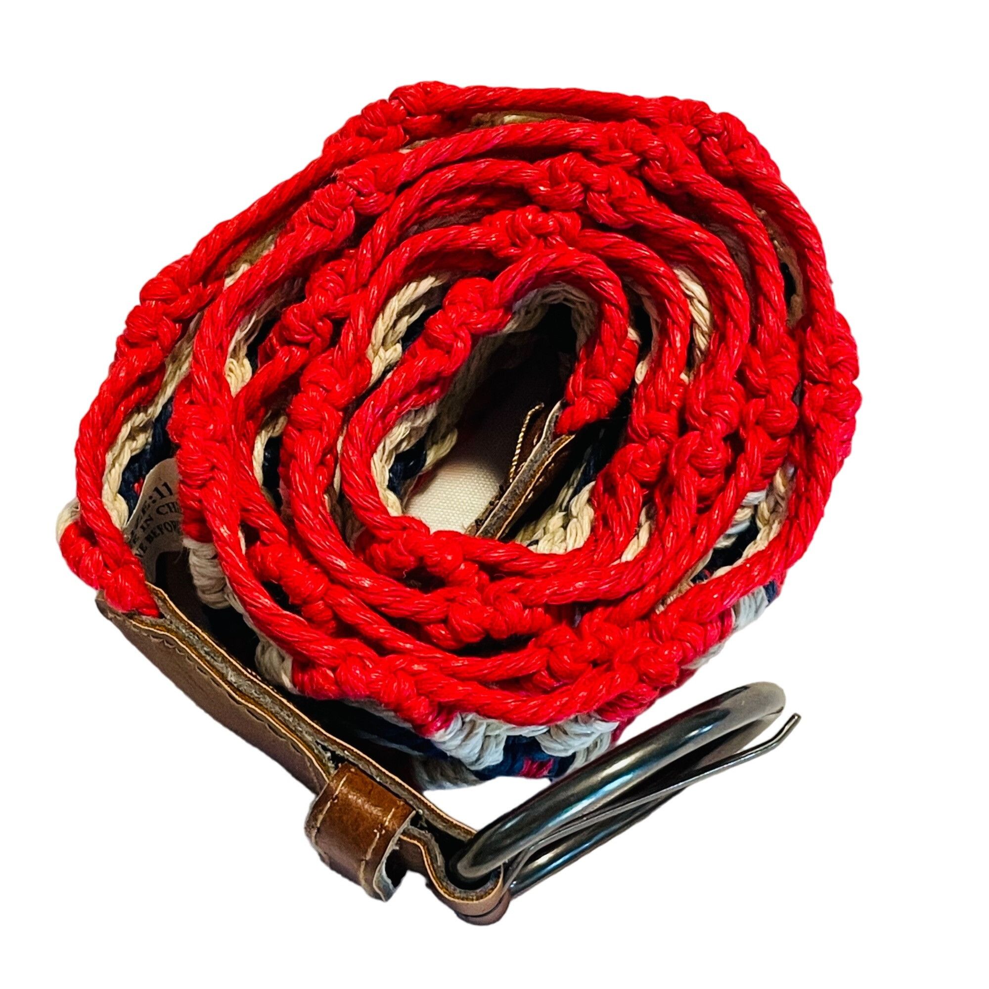 Vintage Vintage Woven Belt W/ Faux Leather Accents & D-Ring Buckle - Size ONE SIZE - 11 Thumbnail