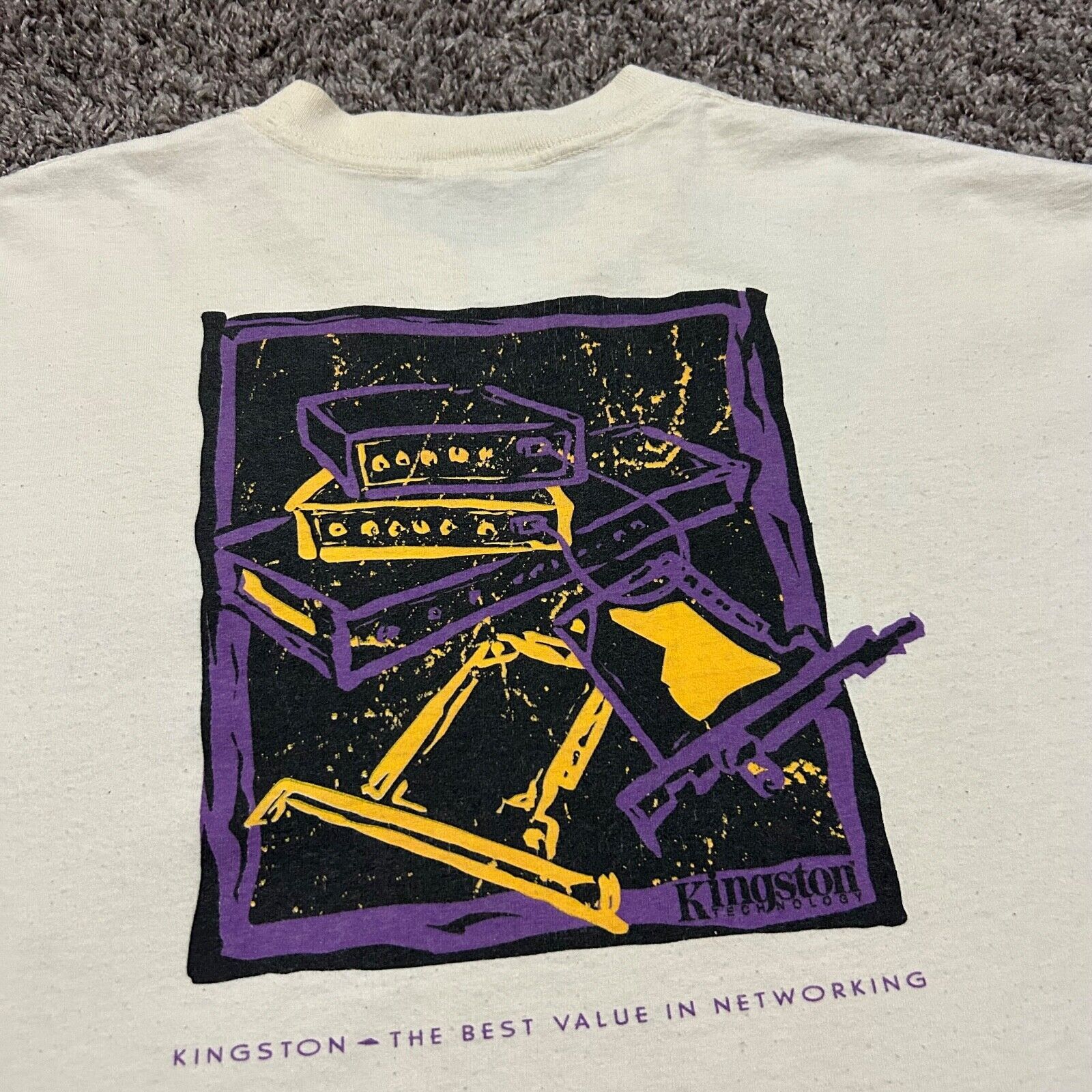 Vintage Vintage Thrashed Shirt 80s Computer Technology Faded White Size US XL / EU 56 / 4 - 10 Thumbnail