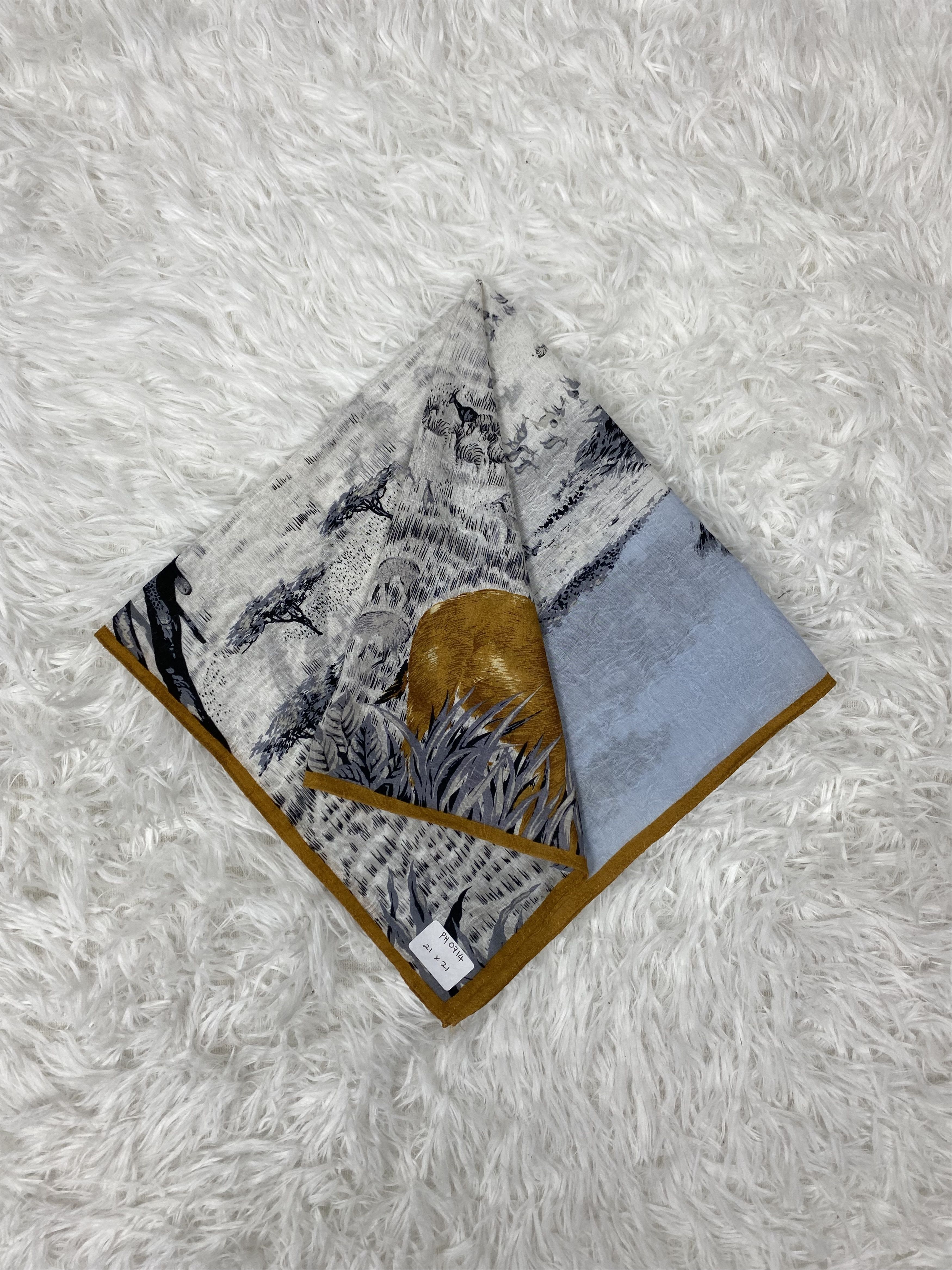 Vintage Vintage Deer Pattern Handkerchief Neckerchief PH0714 Size ONE SIZE - 2 Thumbnail