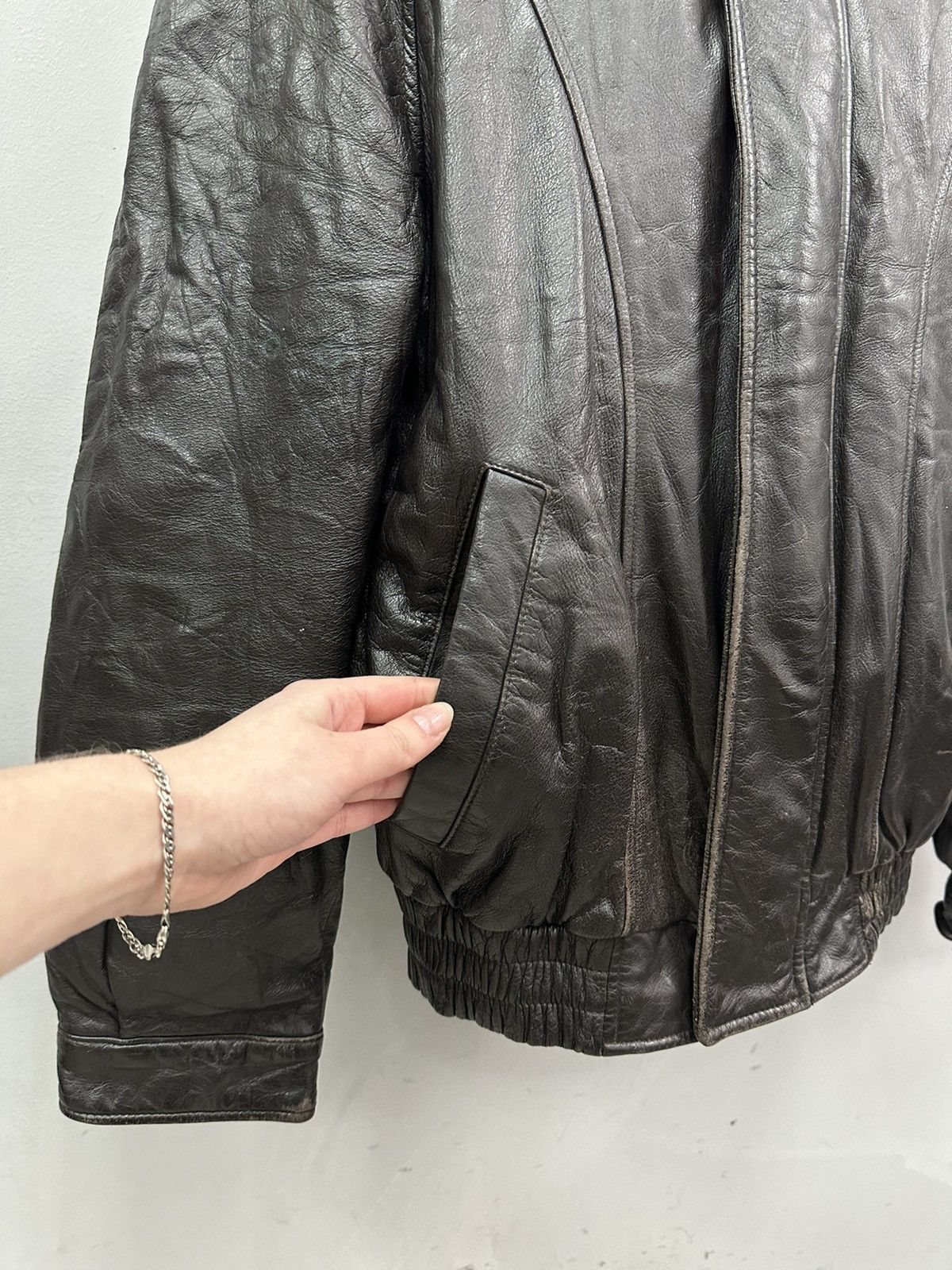 London Fog Vintage Leather Jacket Faded DISTRESSED Diesel Y2k Avirex Size US S / EU 44-46 / 1 - 4 Thumbnail