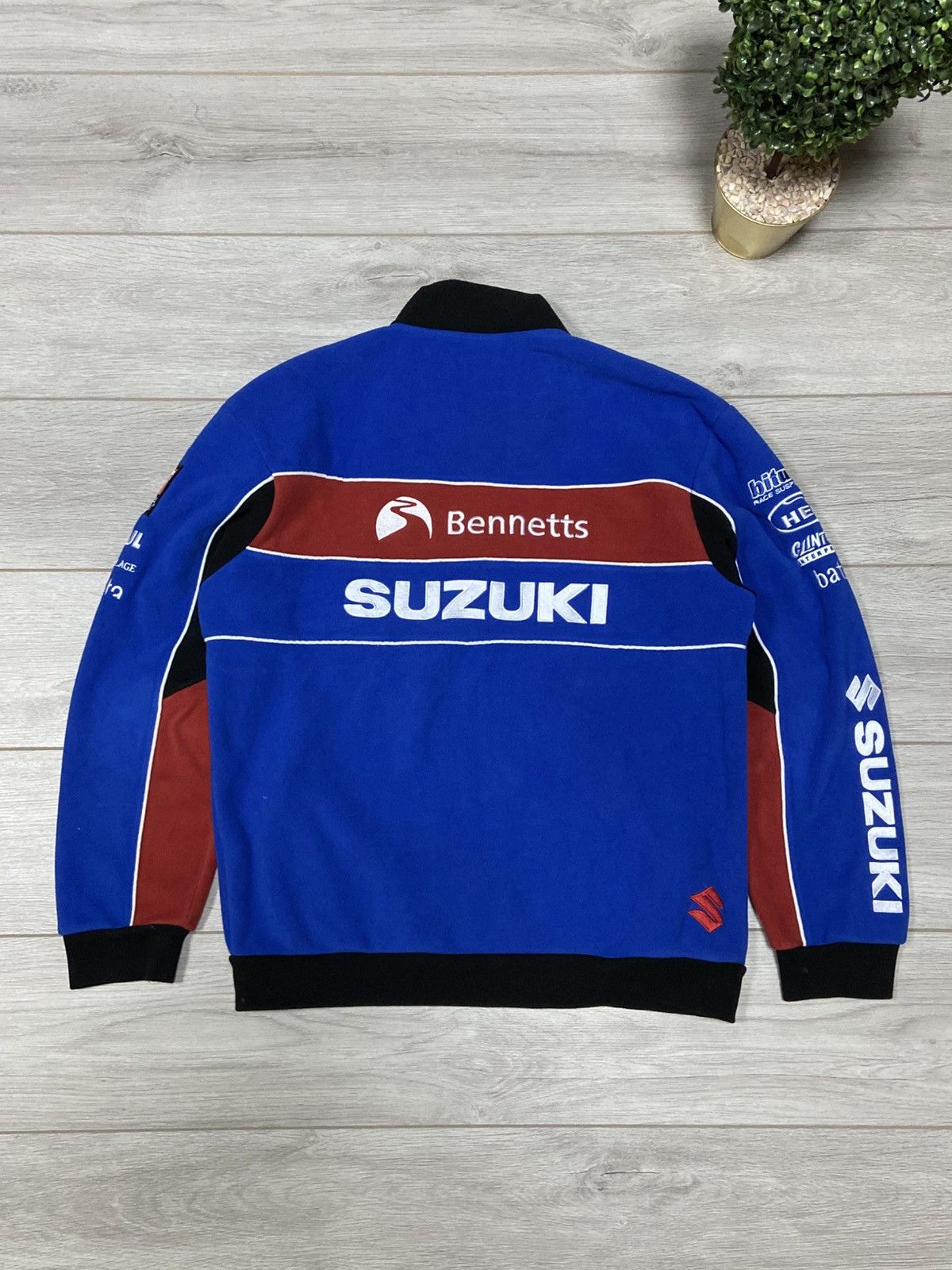 Vintage Suzuki vintage big logo zip sweatshirt fleece Size US XL / EU 56 / 4 - 1 Thumbnail