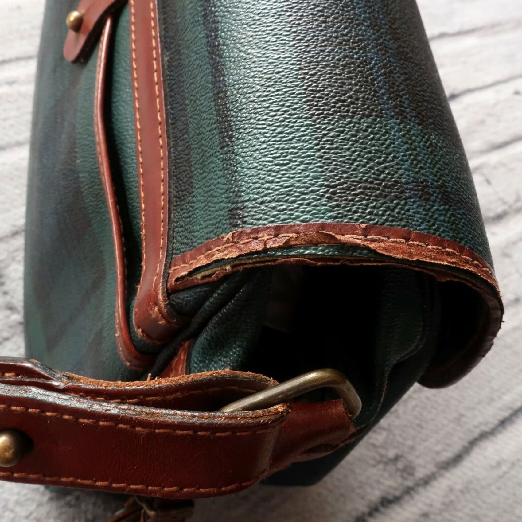 Polo Ralph Lauren Vintage Polo Ralph Lauren Blackwatch Messenger Purse Shoulder Bag Purse Women Leather Navy Green Pattern Blackwatch Large Size ONE SIZE - 7 Thumbnail