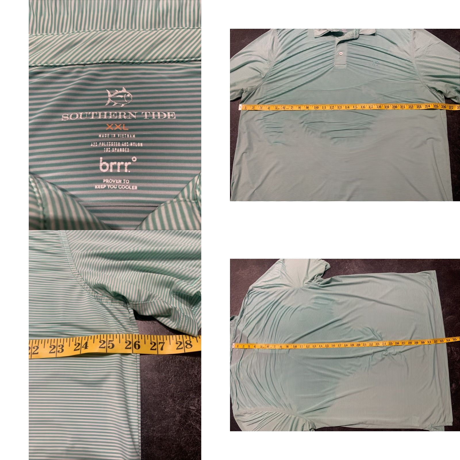 Southern Tide VINTAGE Southern Tide Polo Shirt Men XXL Green Striped Performance Casual Golf Hiking Travel Size US XXL / EU 58 / 5 - 8 Thumbnail