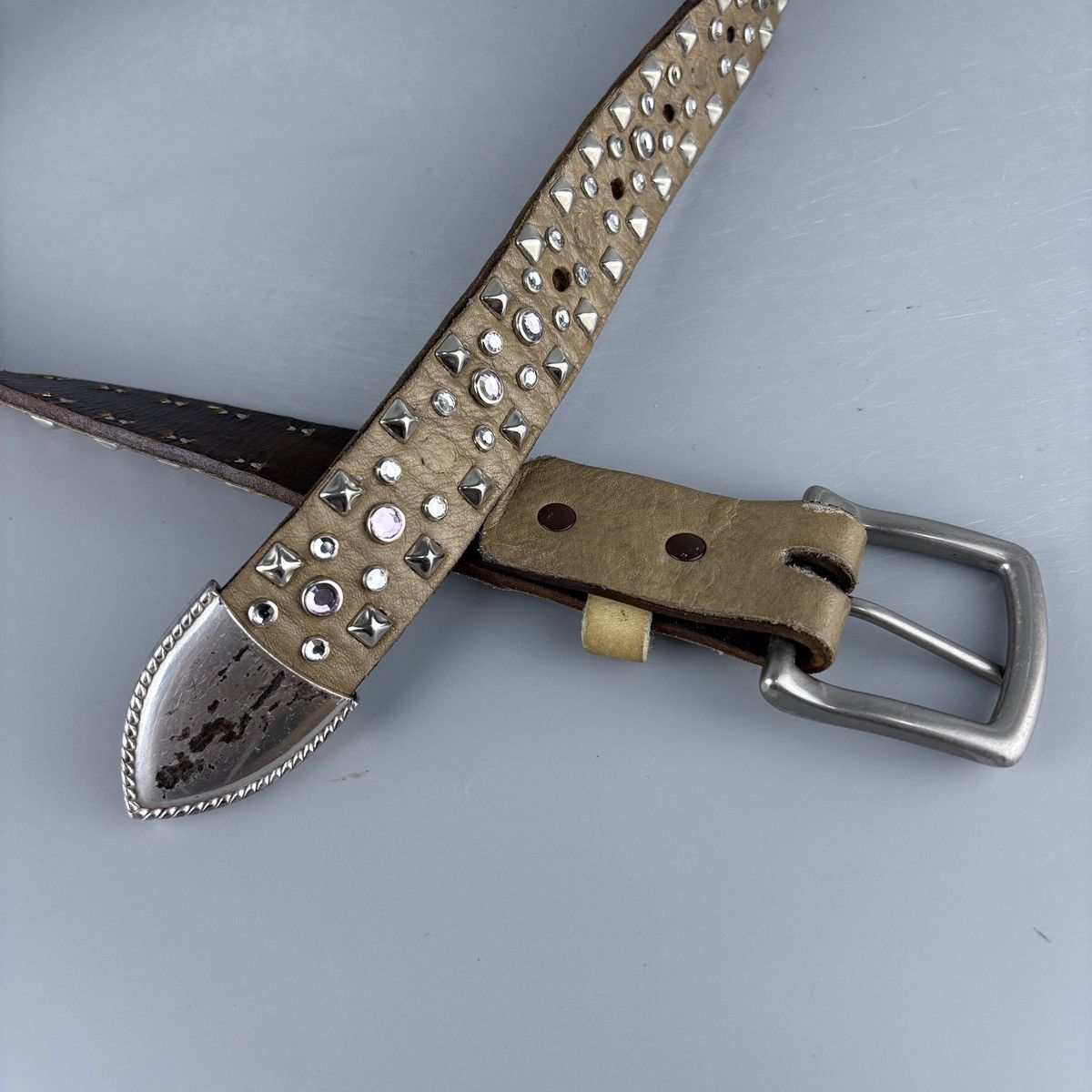 Japanese Brand Vintage studded leather belt Size ONE SIZE - 6 Thumbnail