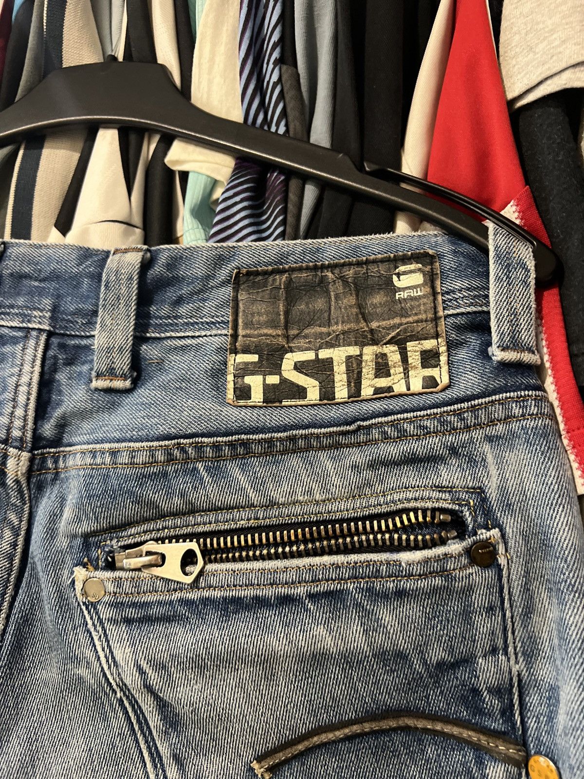 G-Star VINTAGE G-STAR RAW ATTAC BLUE ZIP 96 LOGO STRAIGHT FIT JEANS Size US 32 / EU 48 - 6 Thumbnail